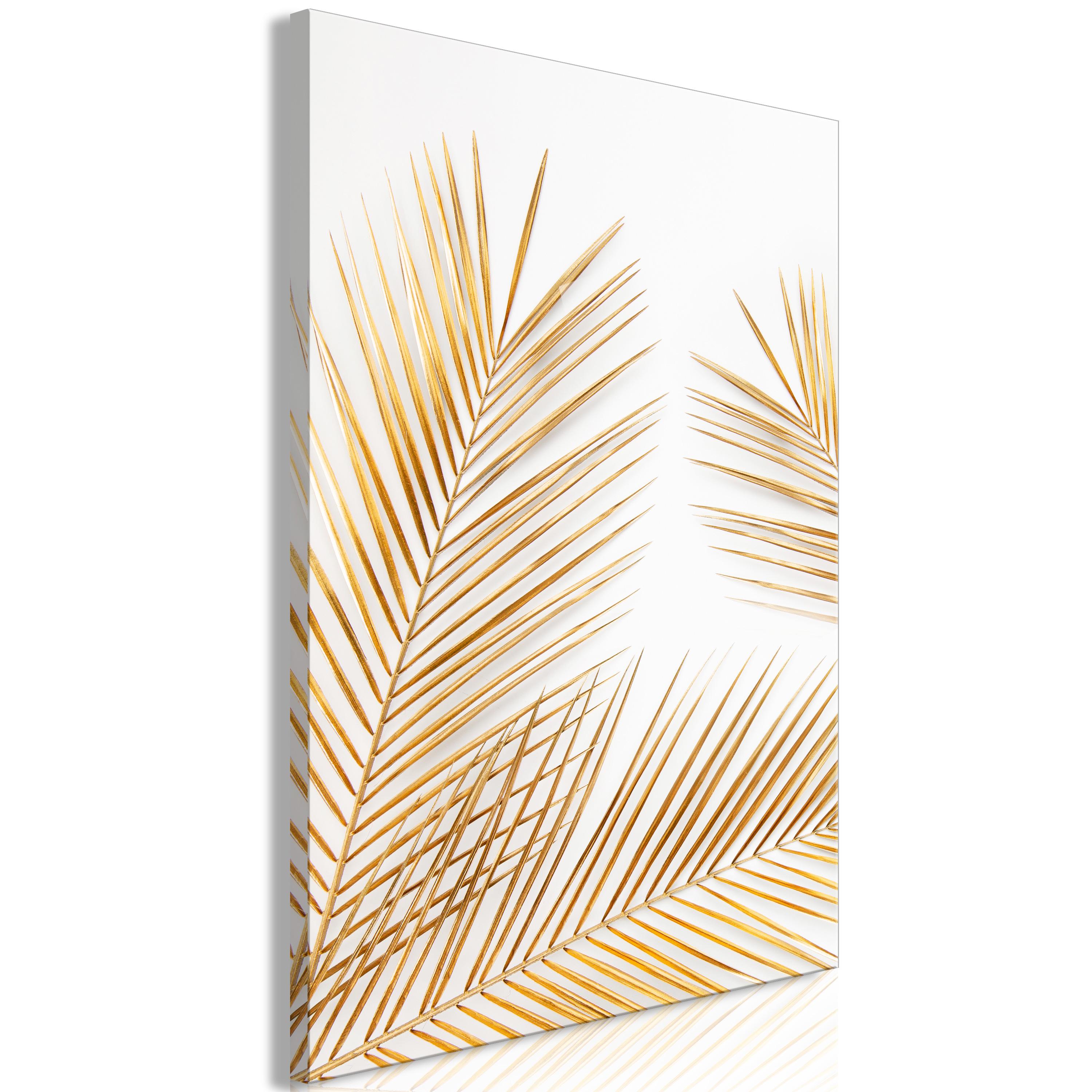 Billede - Golden Palm Leaves (1 Part) Vertical - 20 x 30 cm - Standard