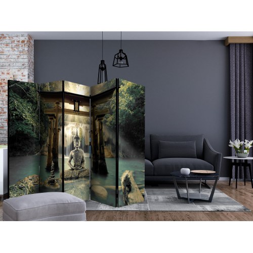 Skærmvæg Buddha Smile II - 5-panels rumdeler 225 × 172 cm