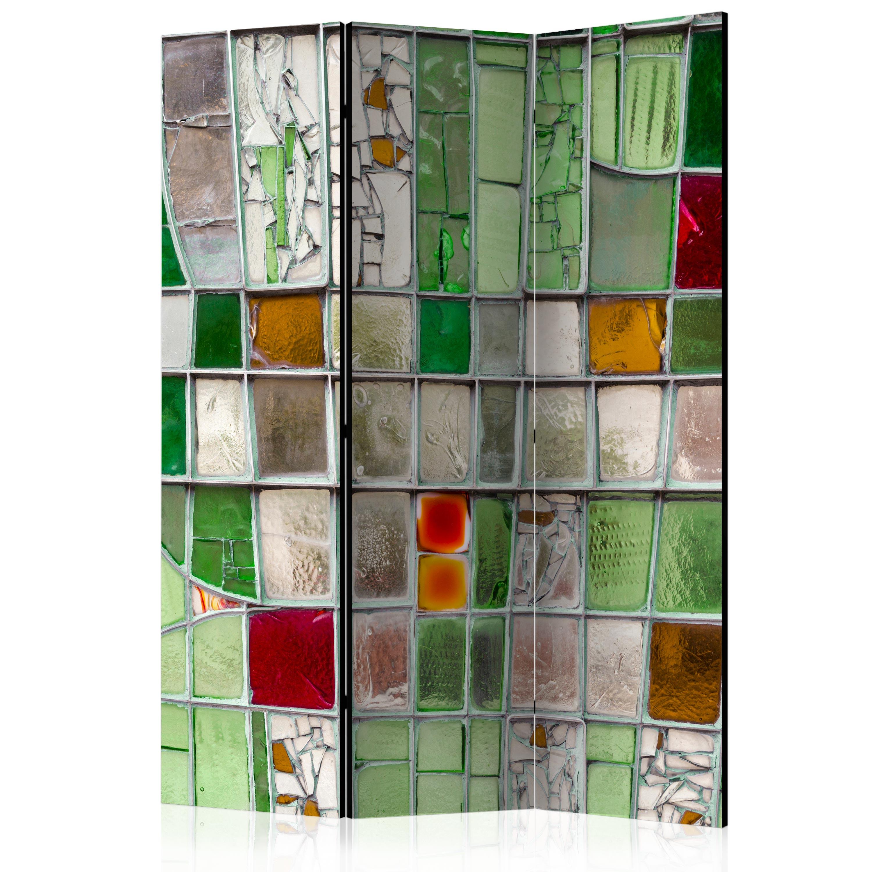 Skærmvæg - Emerald Stained Glass - 135 x 172 cm - Dobbeltsiddet