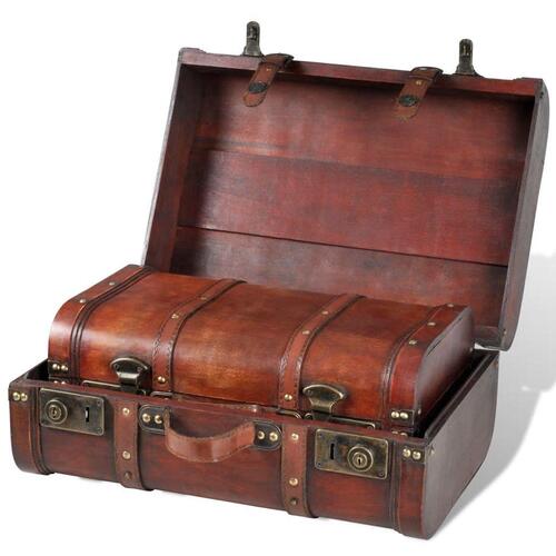 Skattekiste vintagestil 2 stk. brun træ