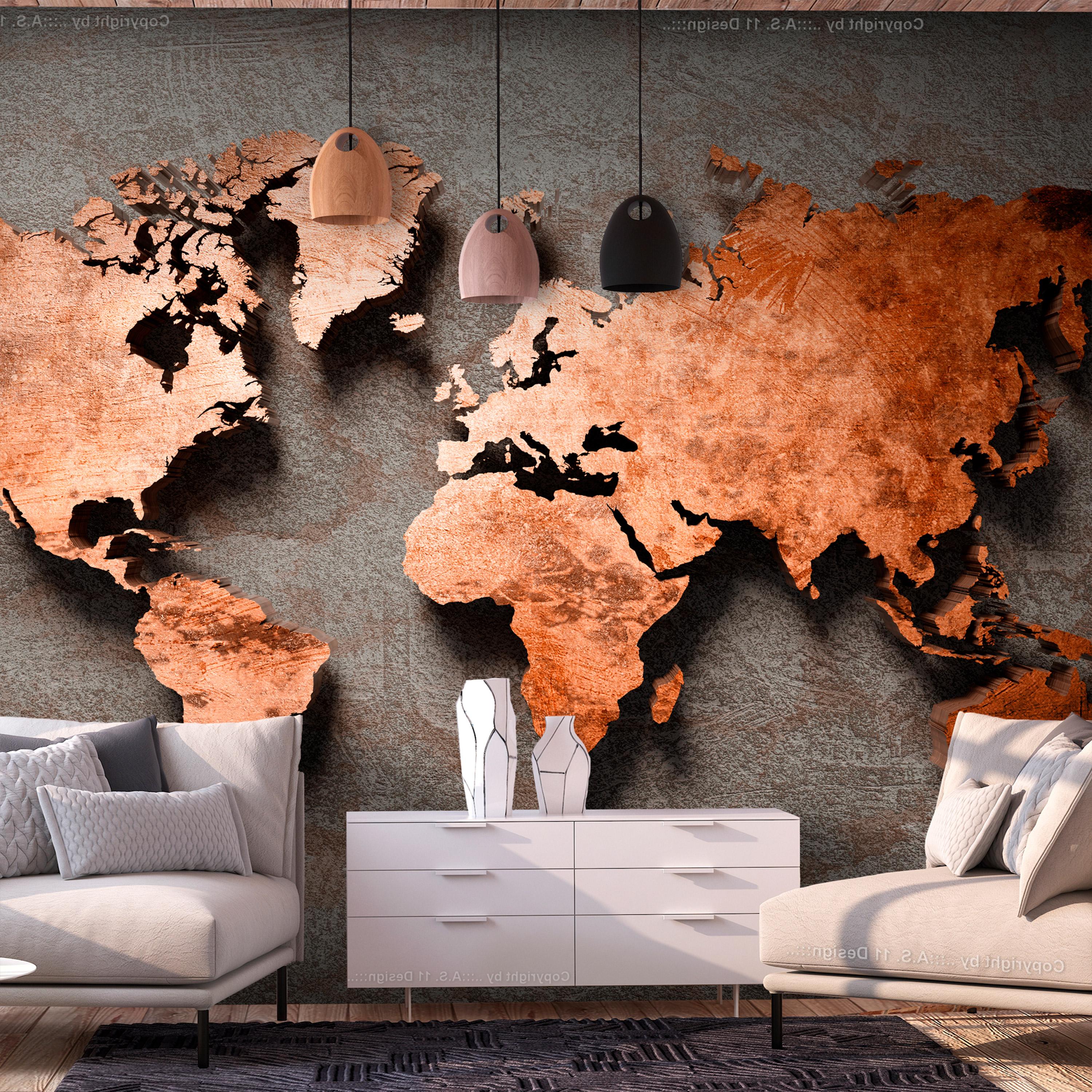 Fototapet - Copper Map - 343 x 245 cm - Selvklæbende