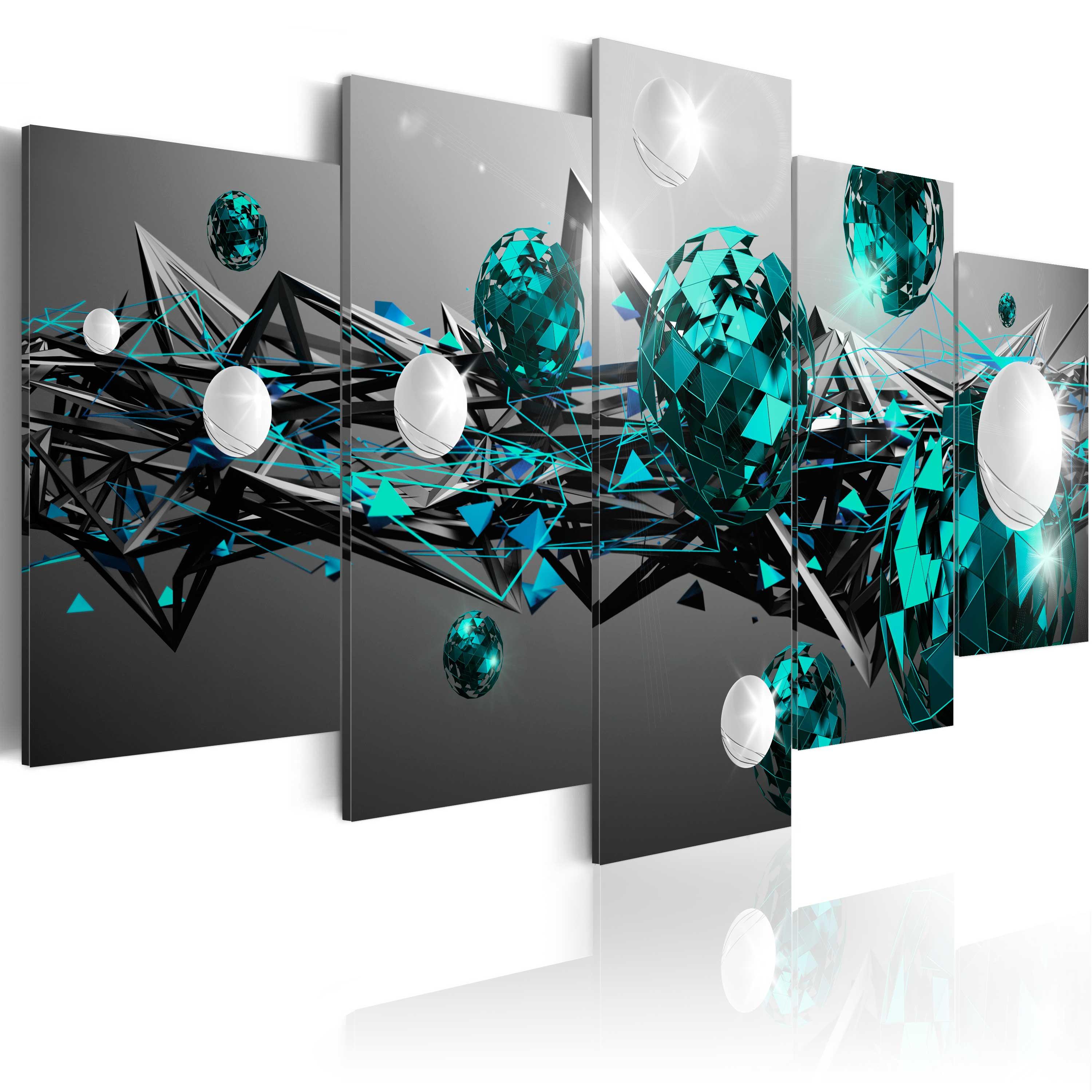 Billede - Turquoise Solar System - 200 x 100 cm - På italiensk lærred