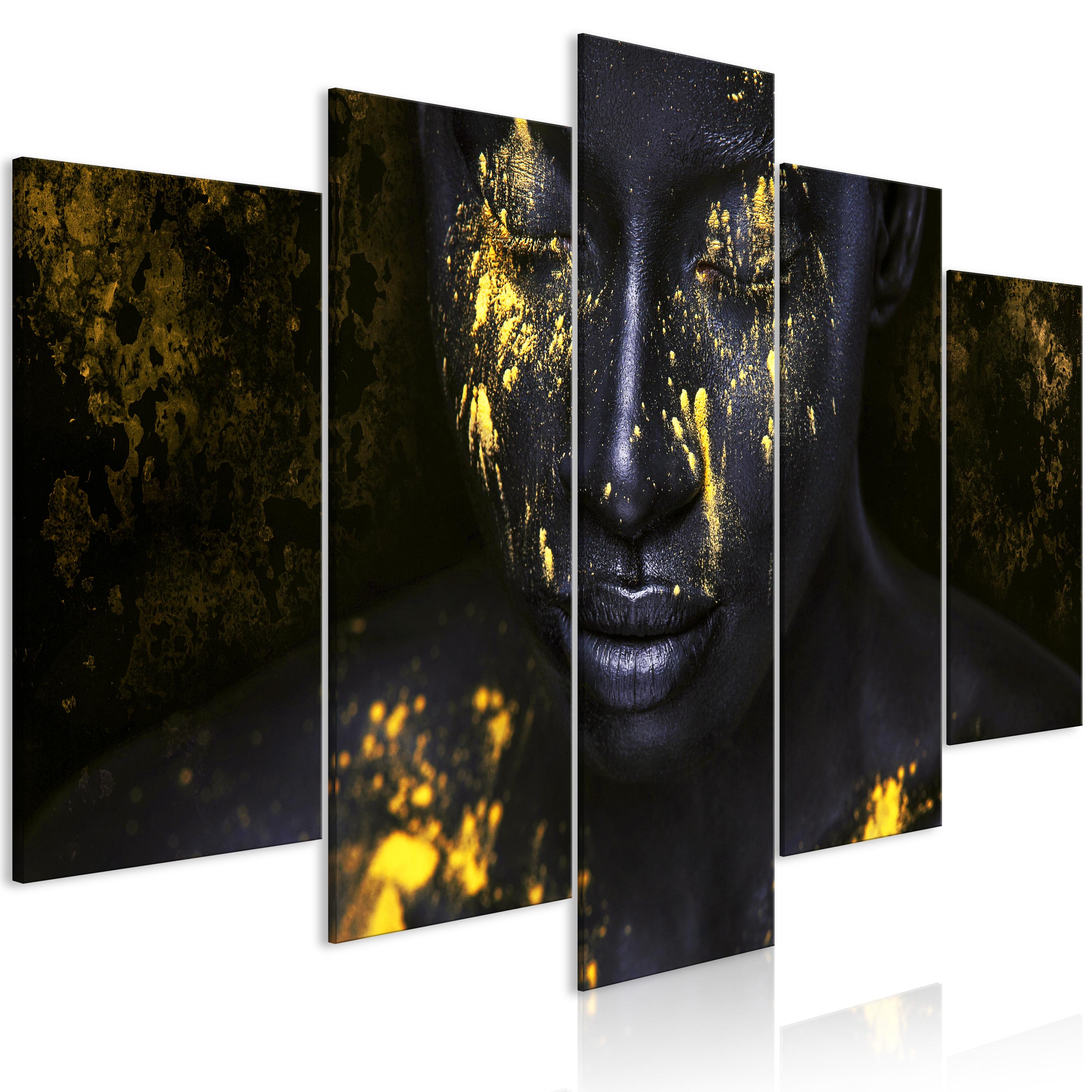 Billede - Bathed in Gold (5 dele) Wide - 225 x 112.5 cm - Premium Print