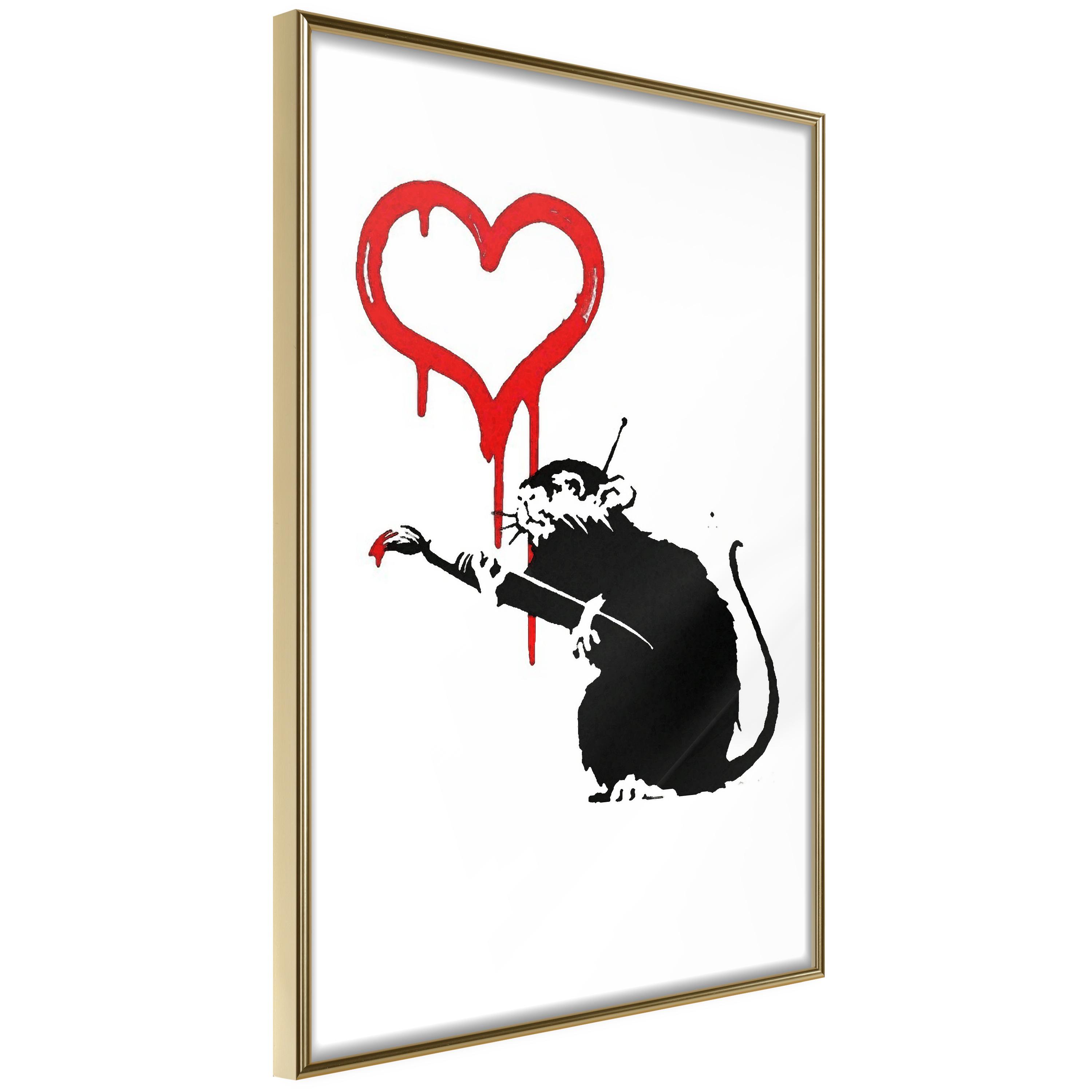 Plakat - Love Rat - 40 x 60 cm - Guldramme
