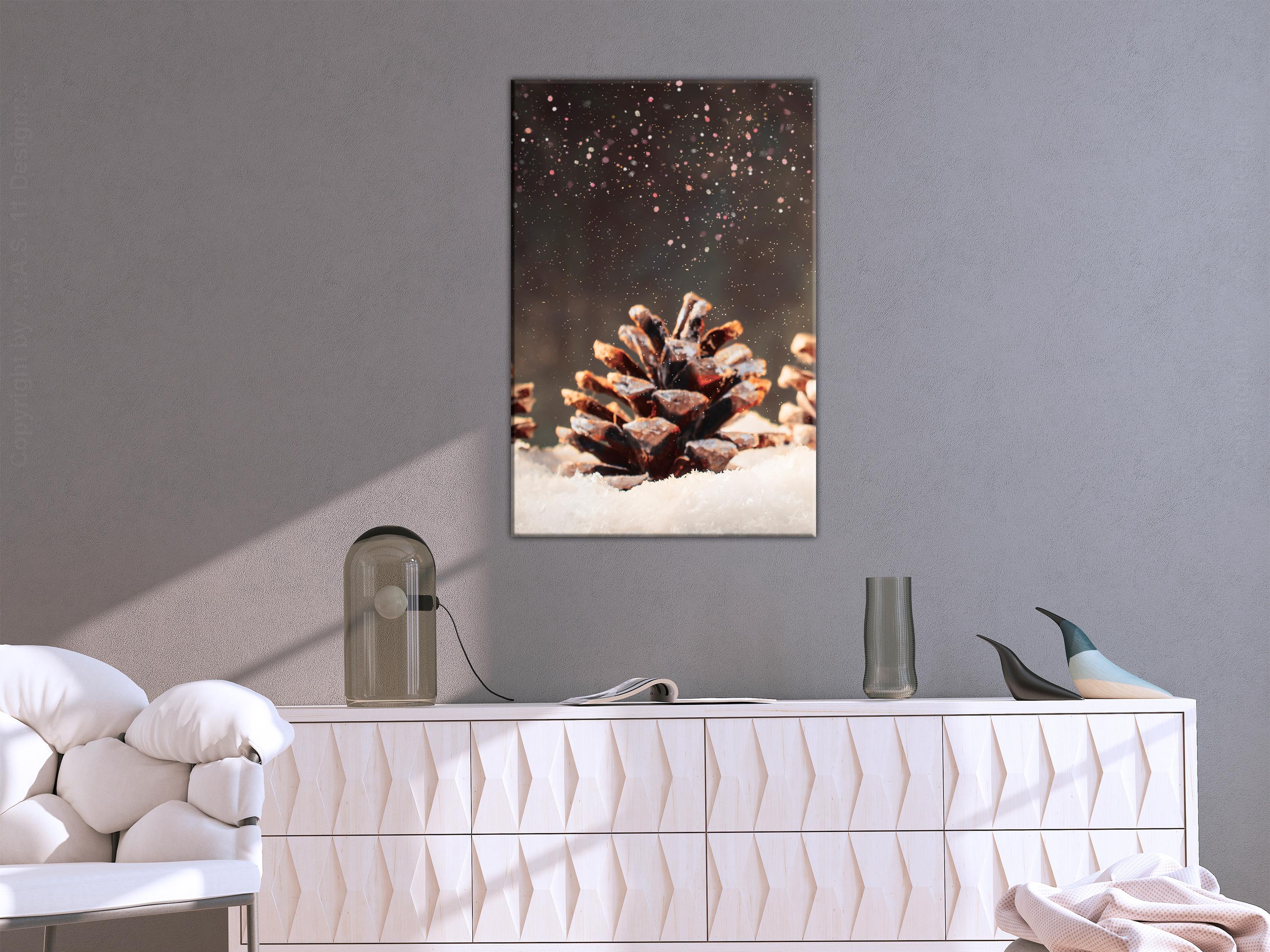 Billede - Winter Pine Cone (1 Part) Vertical - 80 x 120 cm - Premium Print