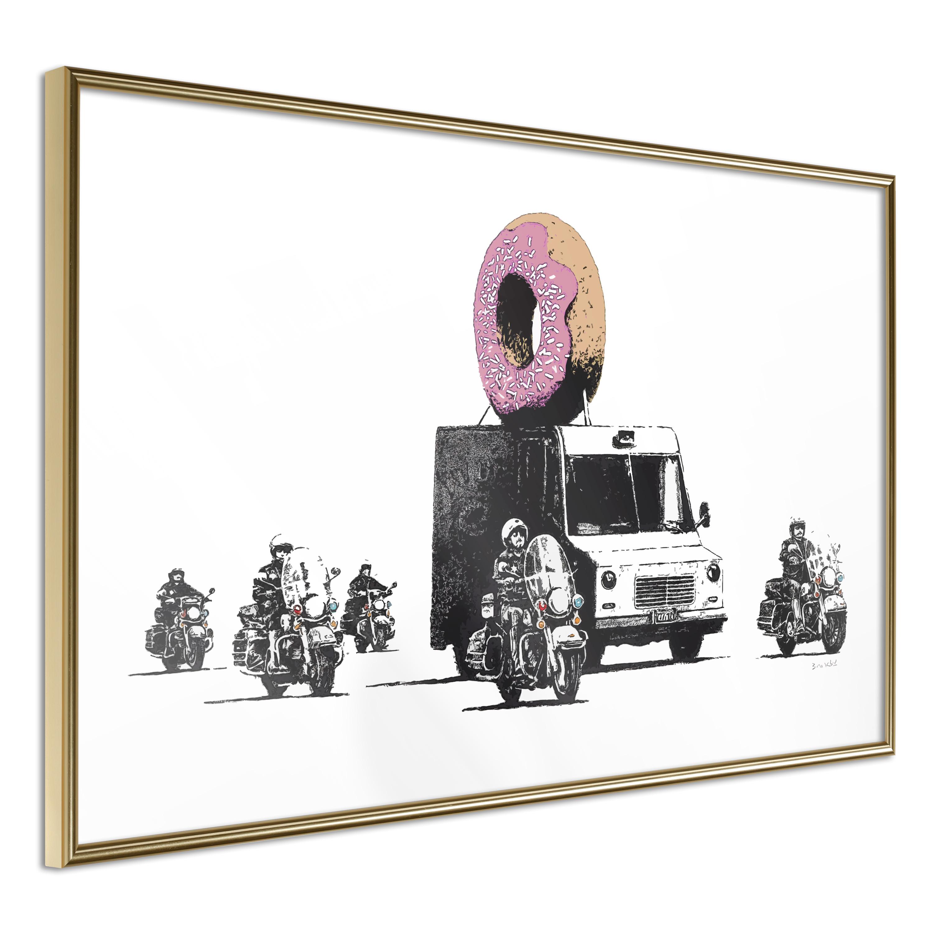 Plakat - Donut Police - 45 x 30 cm - Guldramme