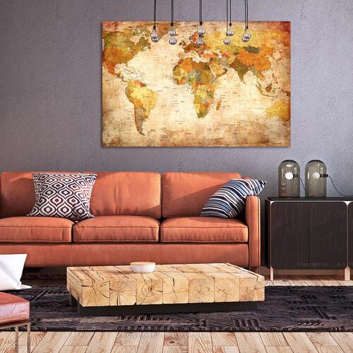 Billede på kork - World Map: Time Travel