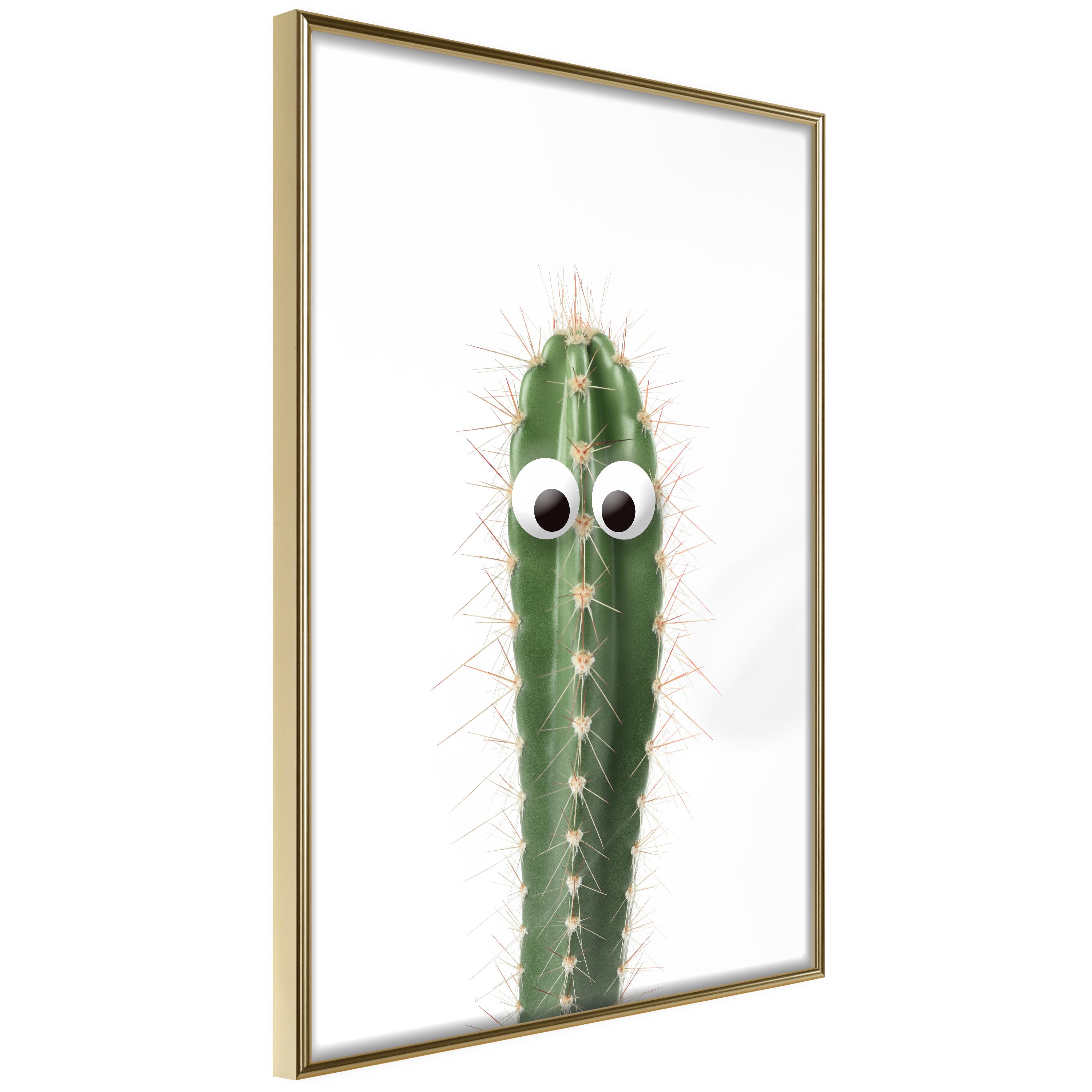 Plakat - Live Cactus - 30 x 45 cm - Guldramme