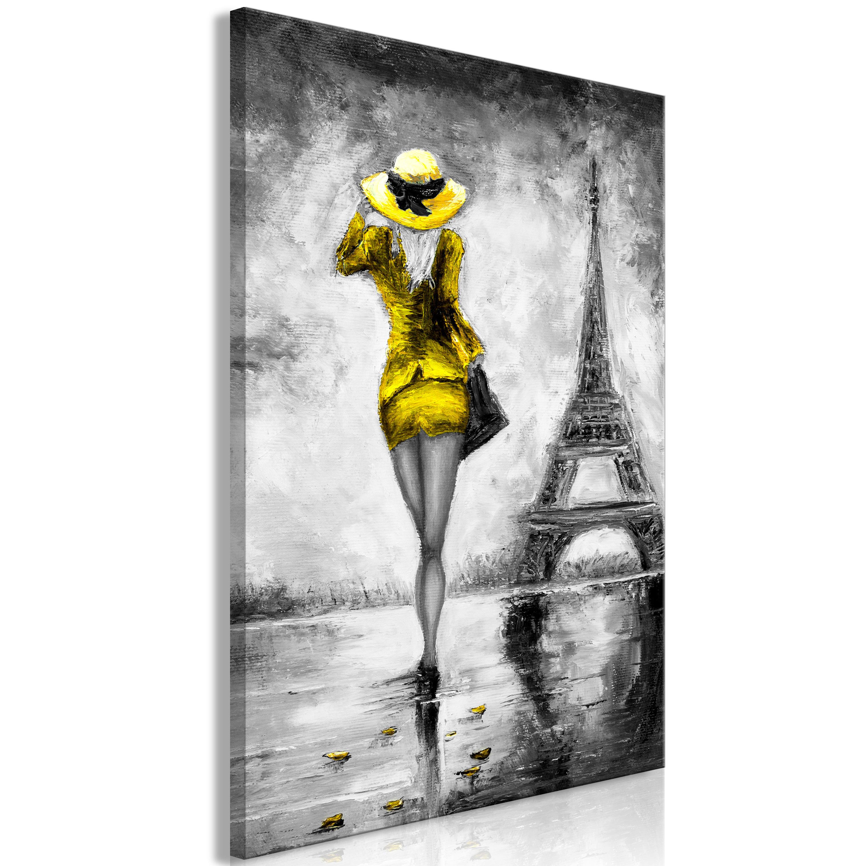 Billede - Parisian Woman (1 Part) Vertical Yellow - 40 x 60 cm - Premium Print