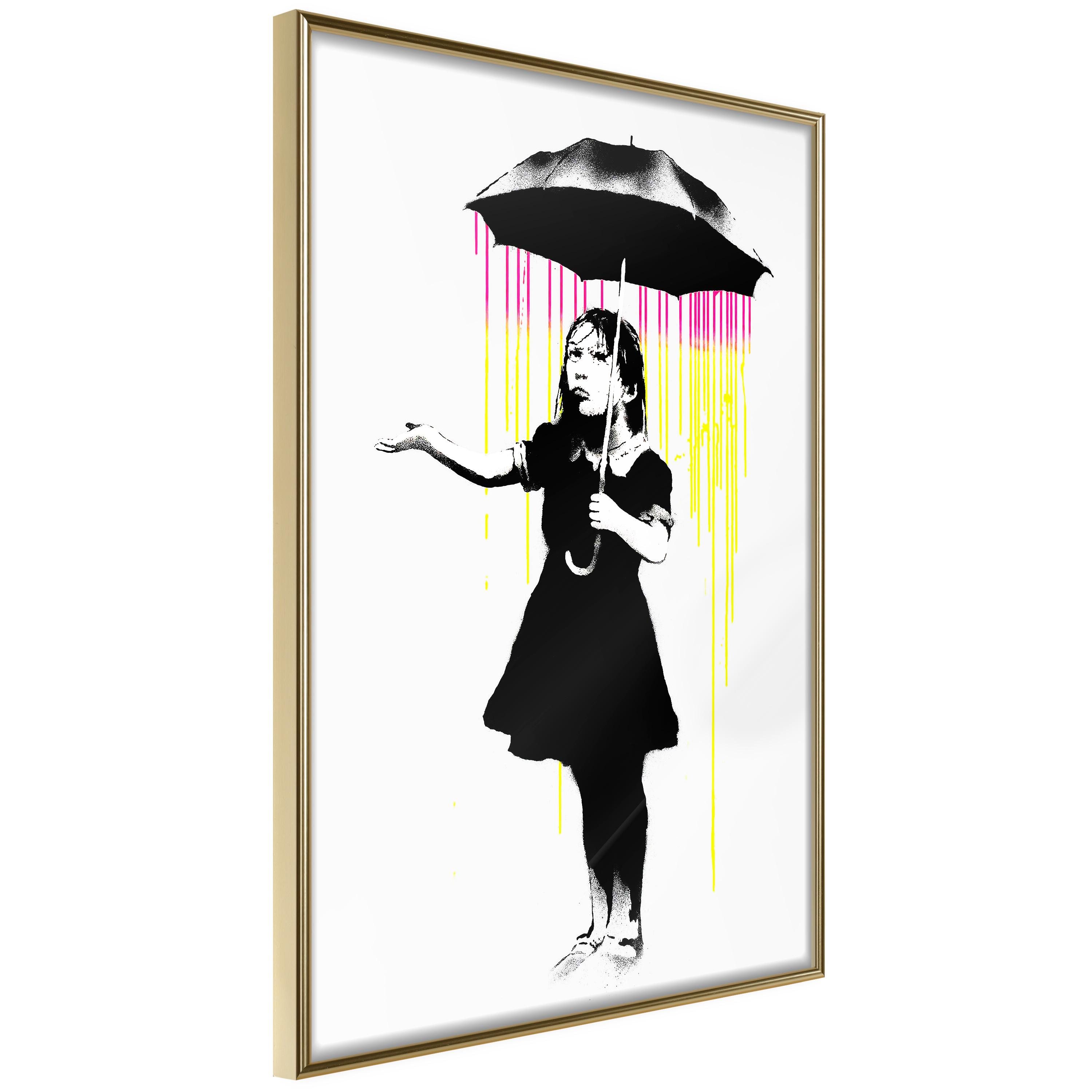 Plakat - Girl with Umbrella - 20 x 30 cm - Guldramme