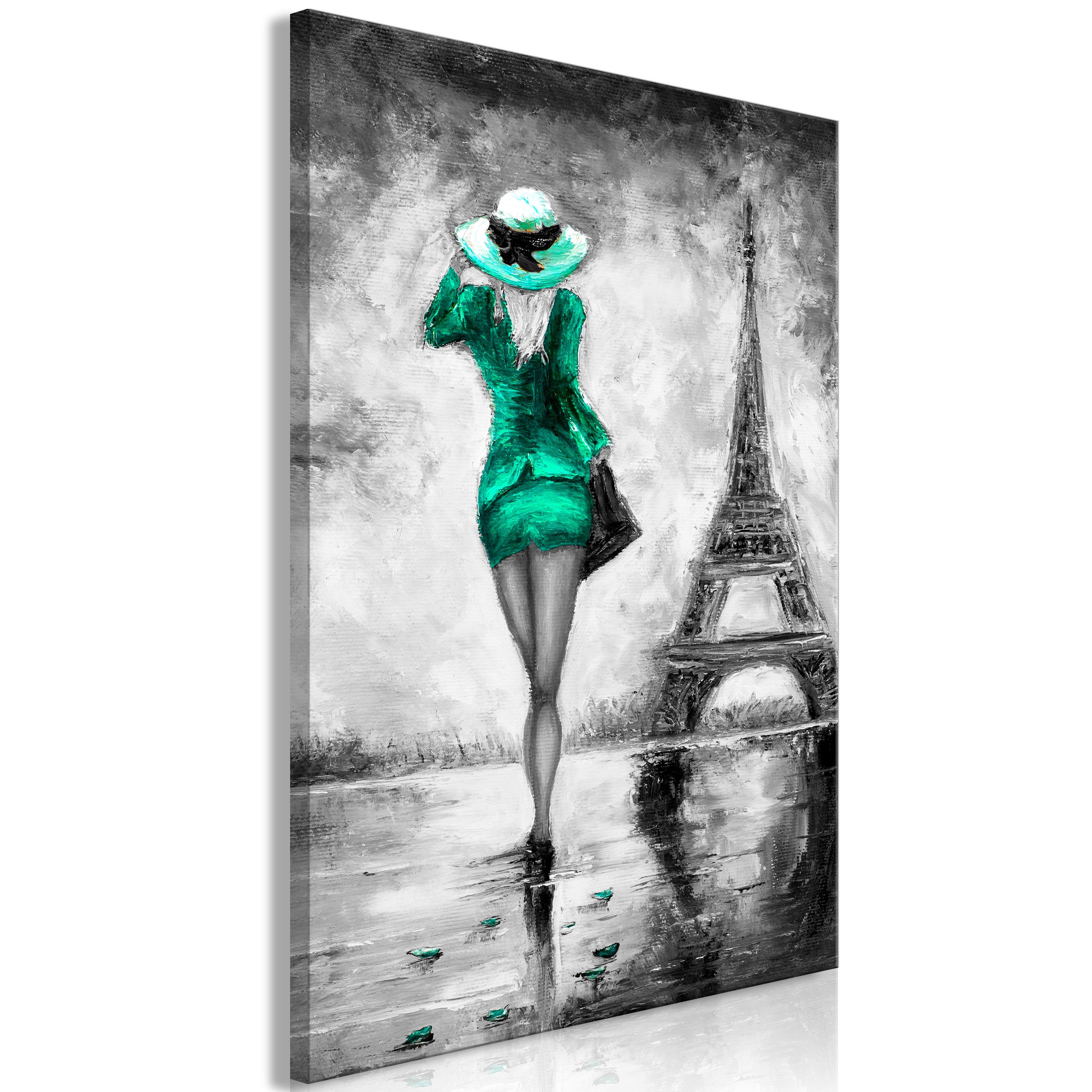 Billede - Parisian Woman (1 Part) Vertical Green - 40 x 60 cm - Premium Print