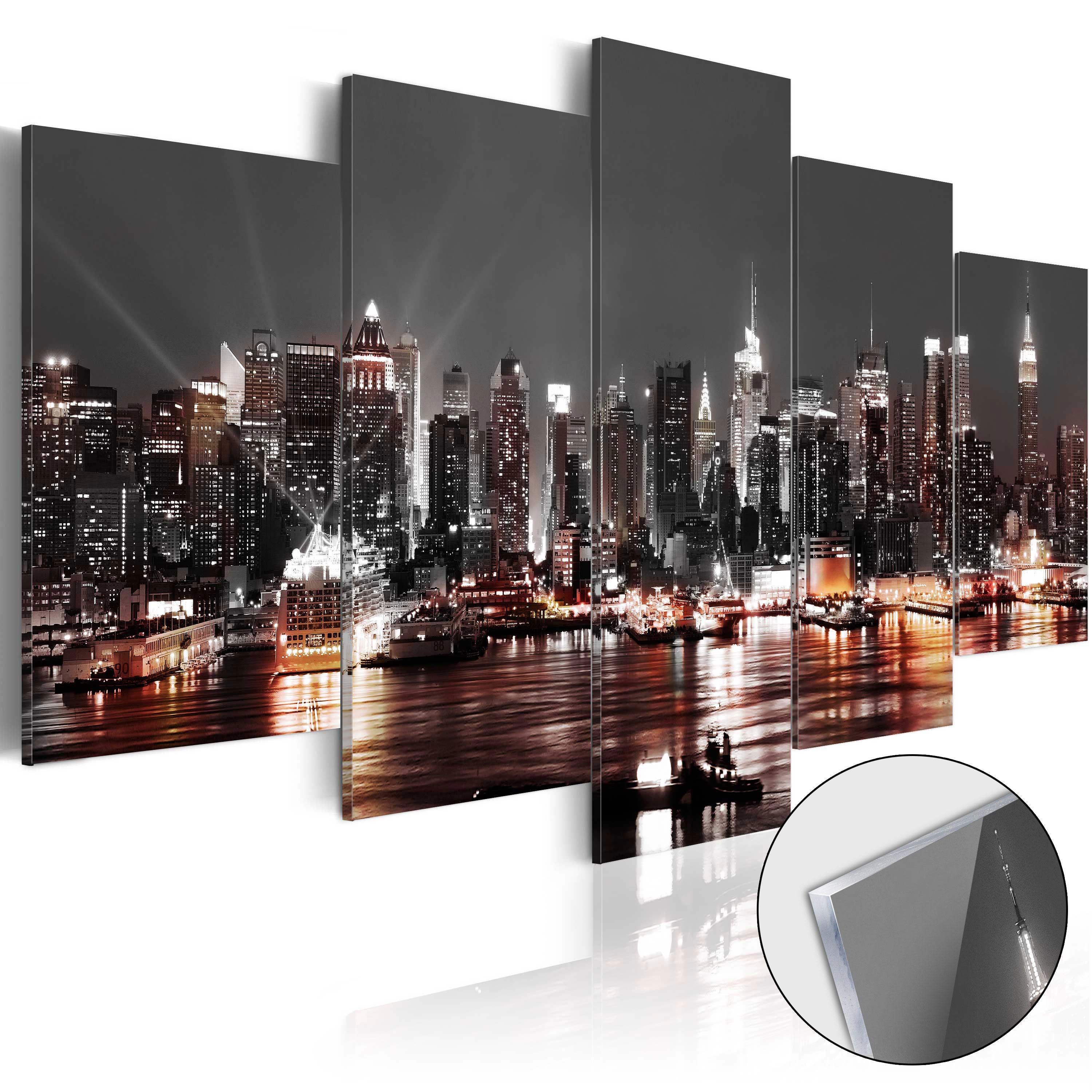 Billede på akrylglas Gray City - bypanorama - 200 x 100 cm