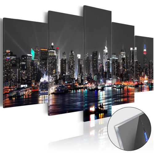 Akrylglas billede Grey Sky med Manhattan panorama 100 x 50 cm / 200 x 100 cm
