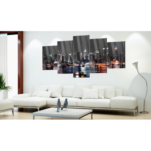 Akrylglas billede Grey Sky med Manhattan panorama 100 x 50 cm / 200 x 100 cm