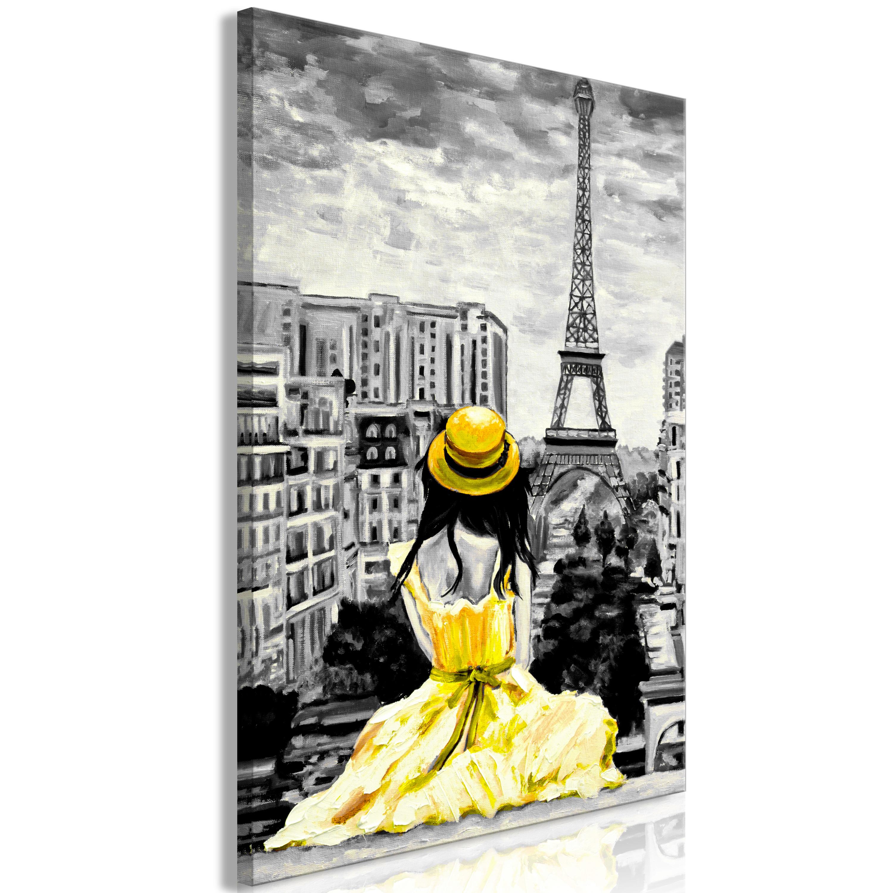 Billede - Paris Colour (1 Part) Vertical Yellow - 40 x 60 cm - Premium Print