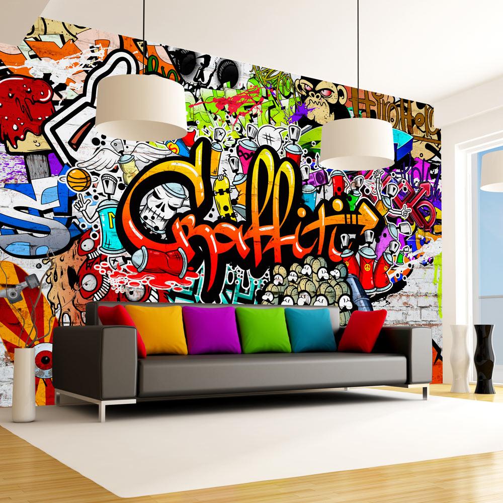 Fototapet - Colorful Graffiti - 200 x 140 cm - Premium