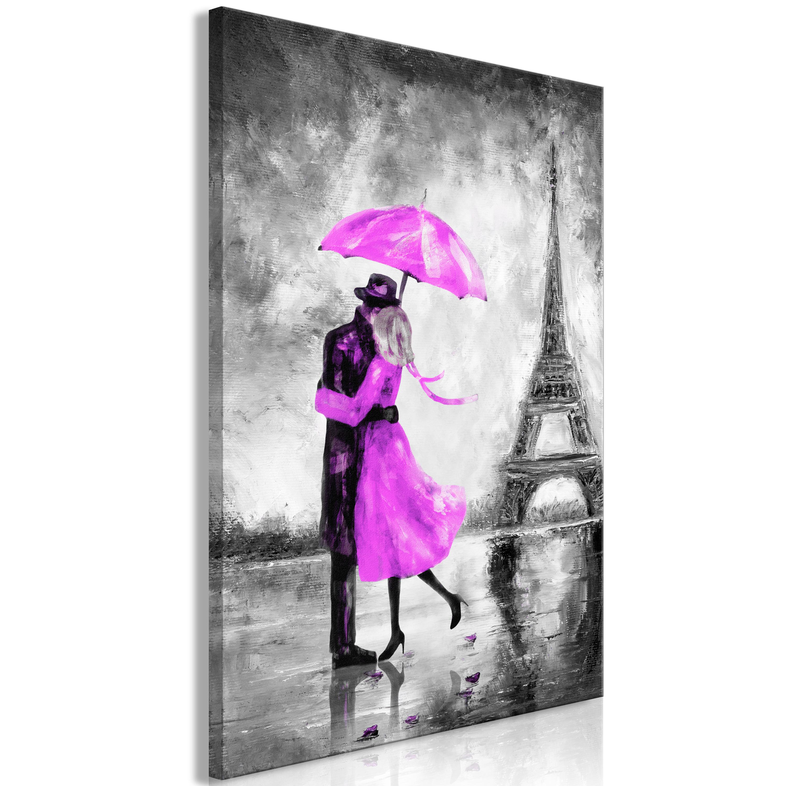 Billede - Paris Fog (1 Part) Vertical Pink - 20 x 30 cm - På italiensk lærred