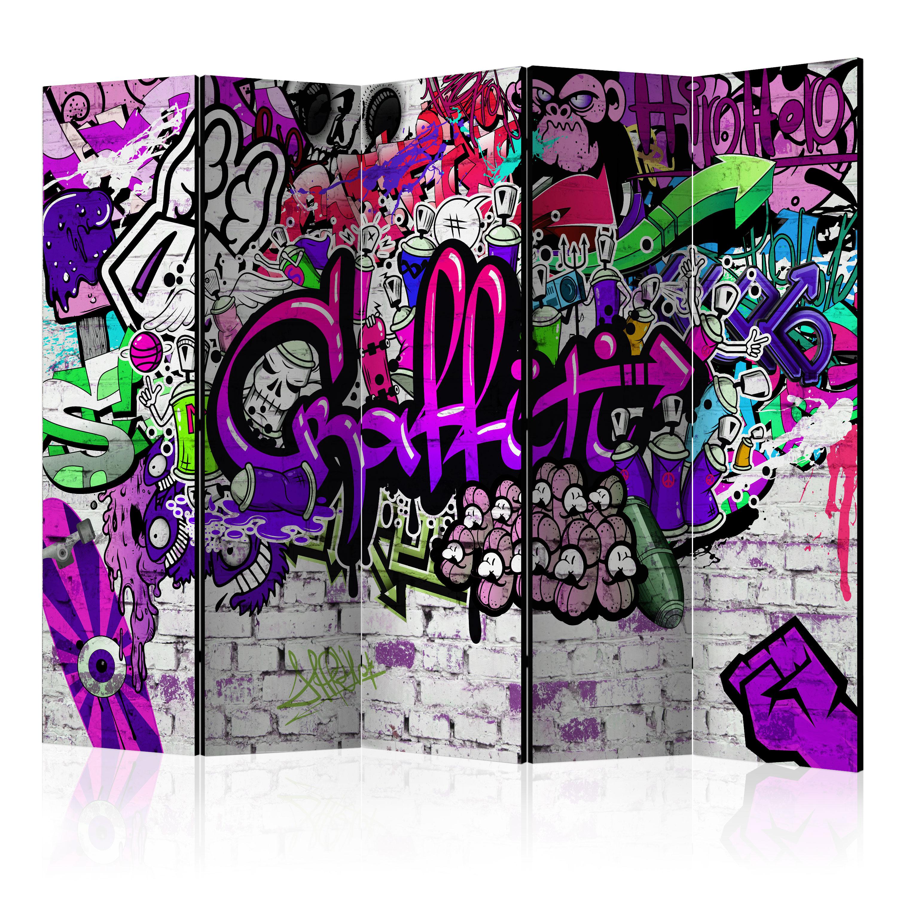 Skærmvæg -  Purple Graffiti - 225 x 172 cm - Akustik billede