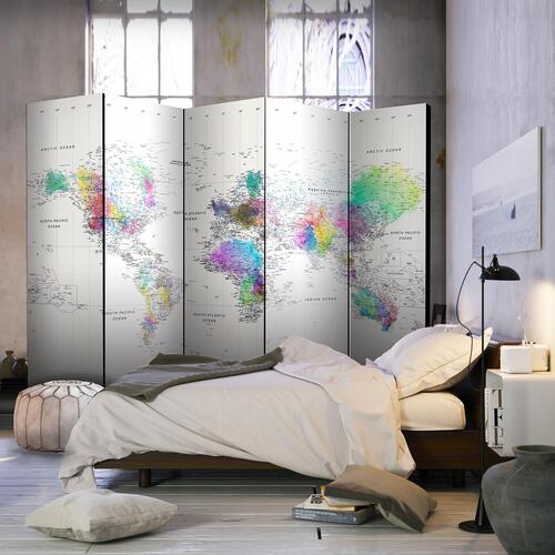 Skærmvæg - Room divider – White-colorful world map