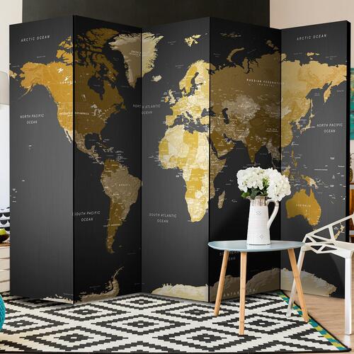 Skærmvæg - Room divider - World map on dark background