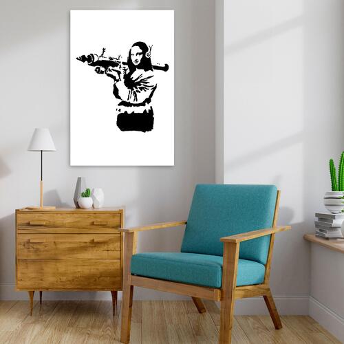 Billede - Banksy Mona Lisa with Rocket Launcher (1 Part) Vertical