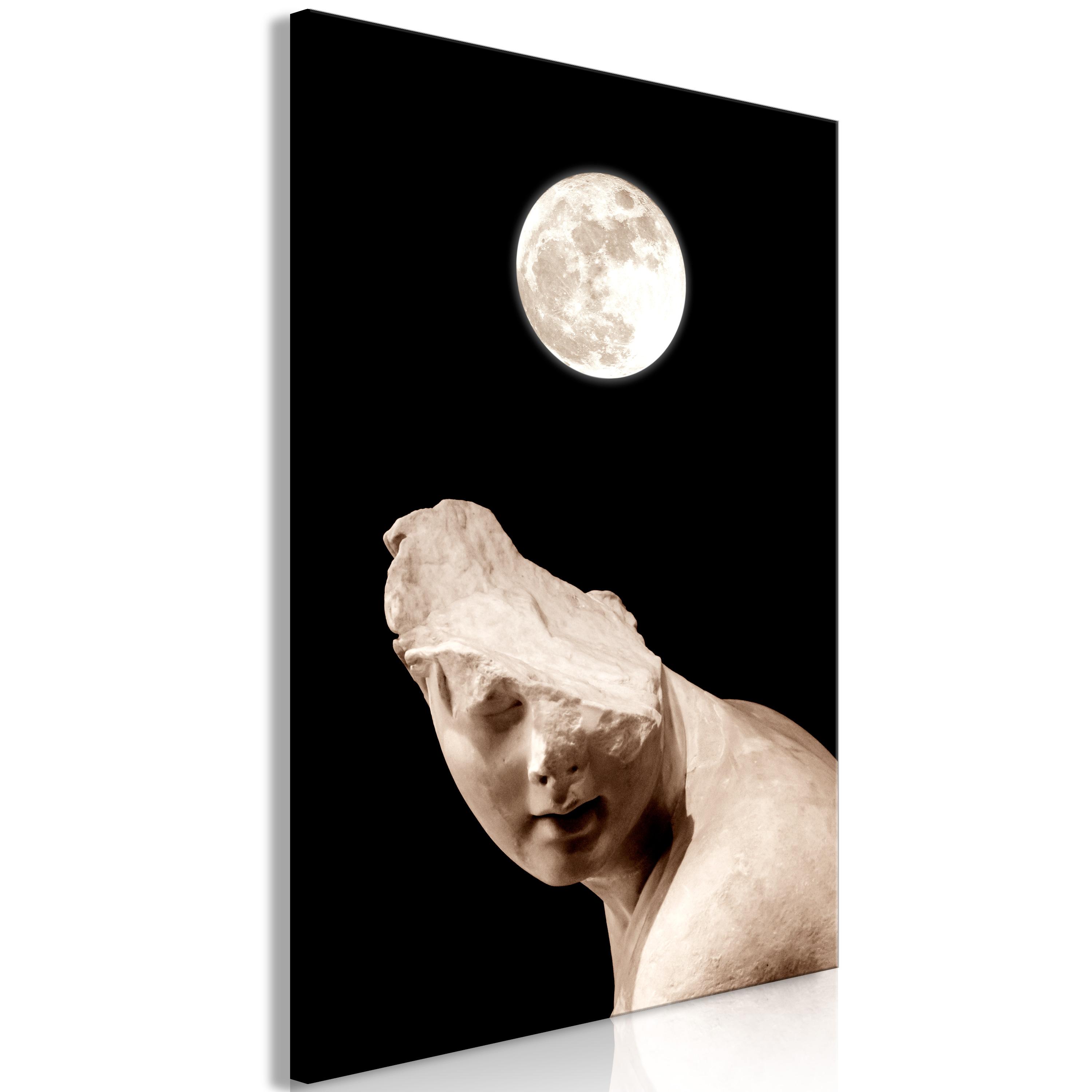 Billede - Moon and Statue (1 Part) Vertical - 40 x 60 cm - På italiensk lærred