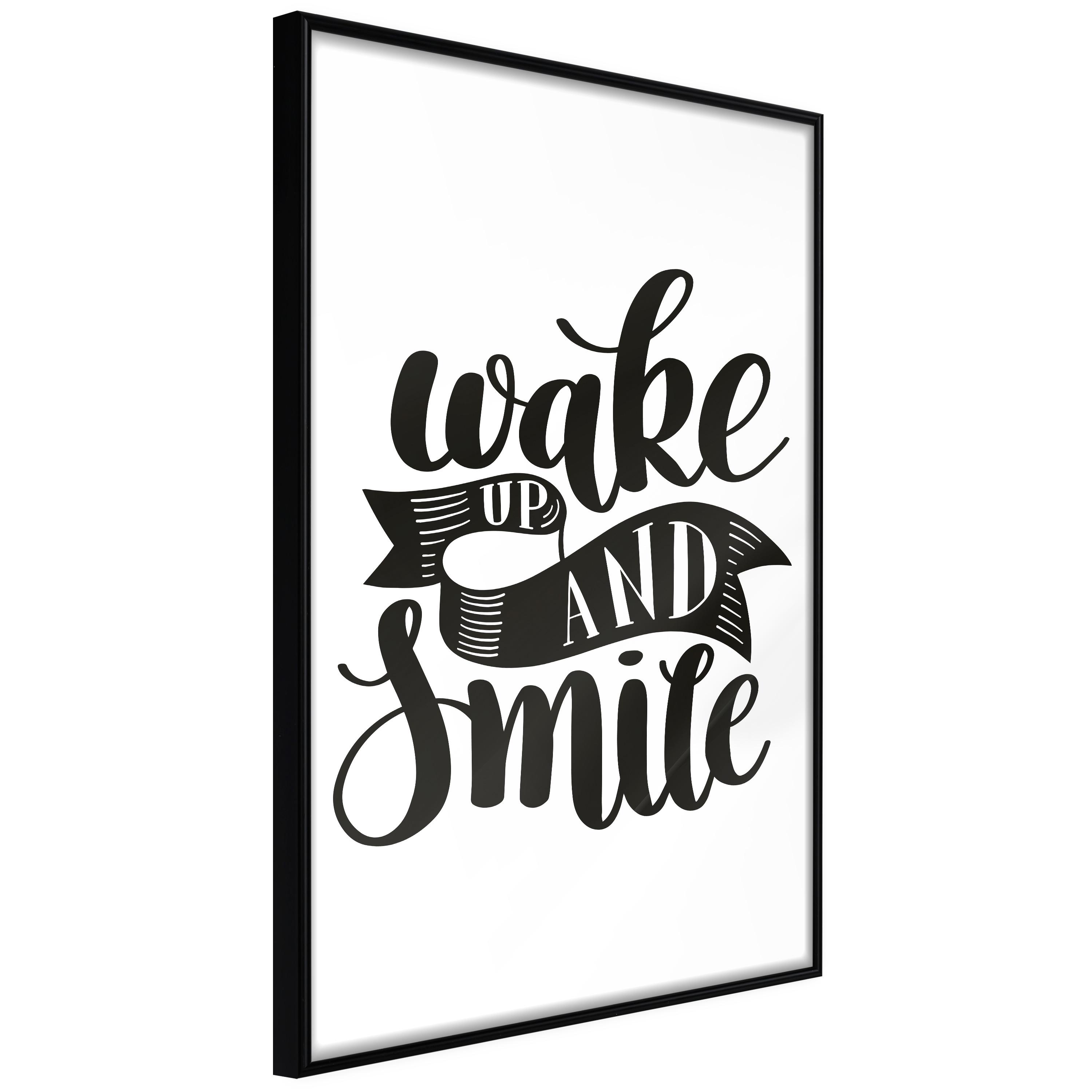 Plakat - Wake up and Smile - 20 x 30 cm - Sort ramme