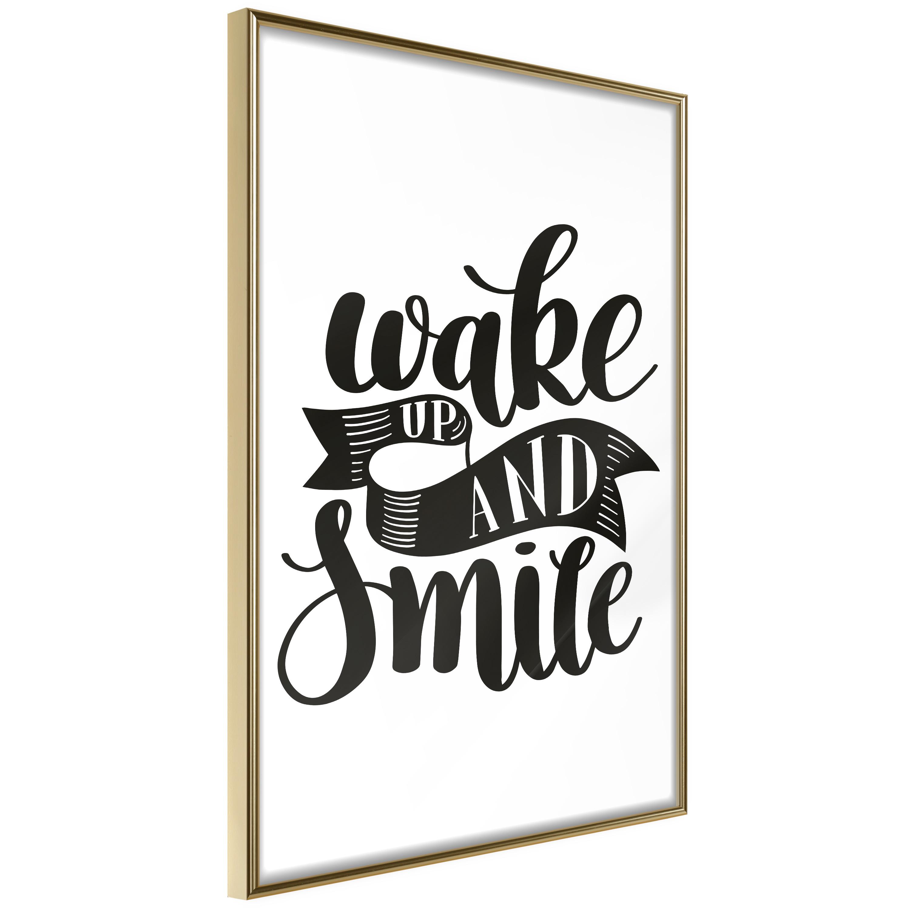 Plakat - Wake up and Smile - 20 x 30 cm - Guldramme