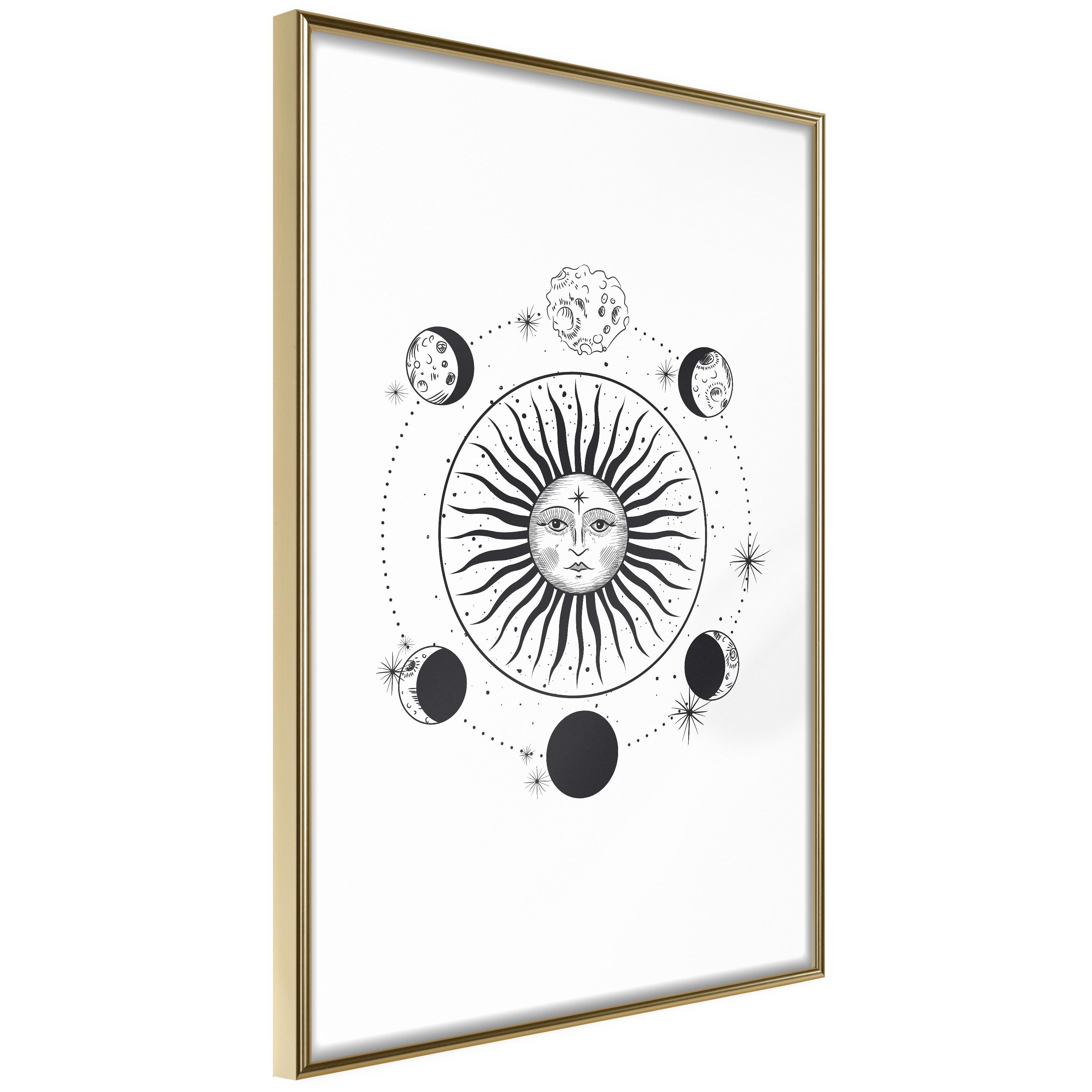 Plakat - Moon Phases - 20 x 30 cm - Guldramme