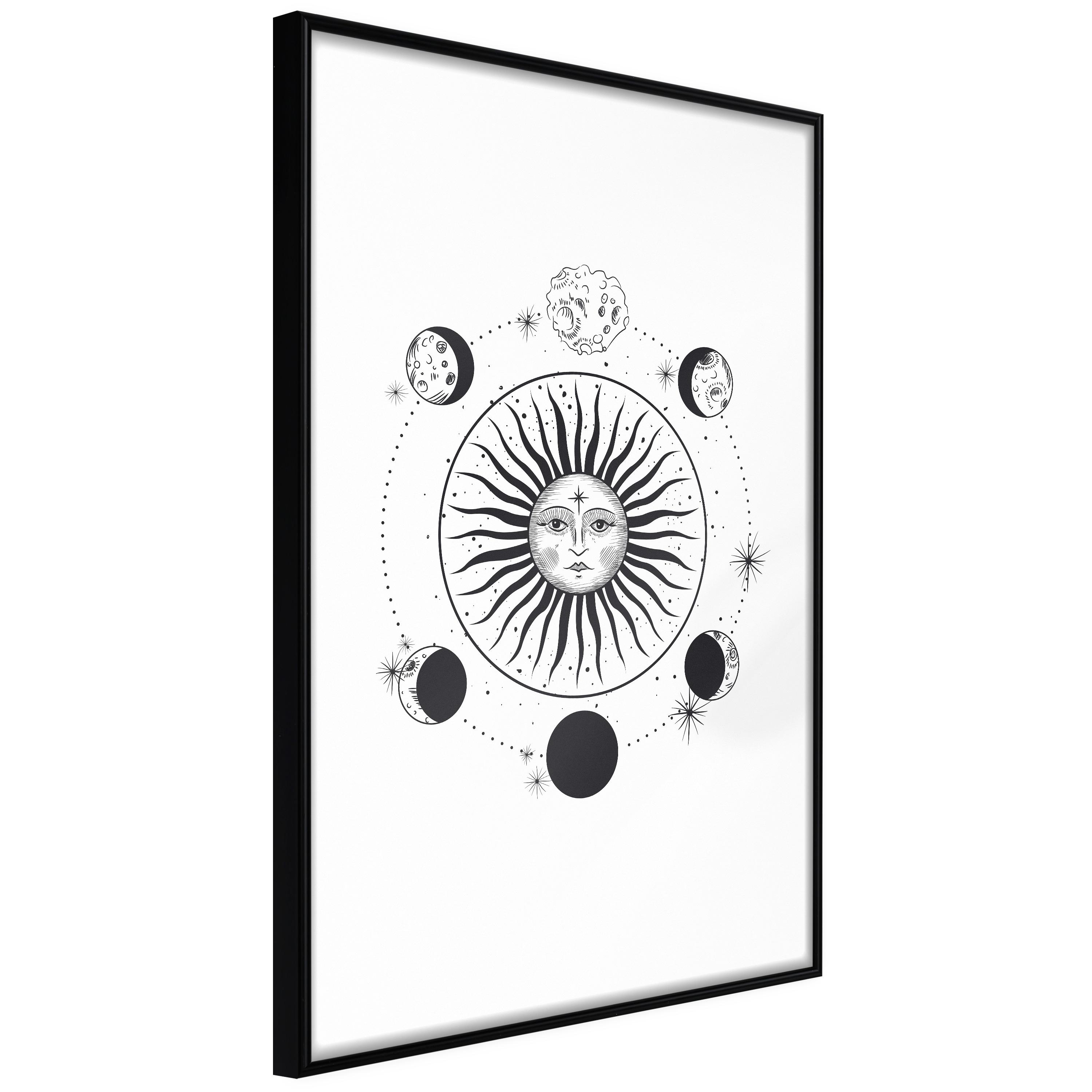 Plakat - Moon Phases - 30 x 45 cm - Sort ramme
