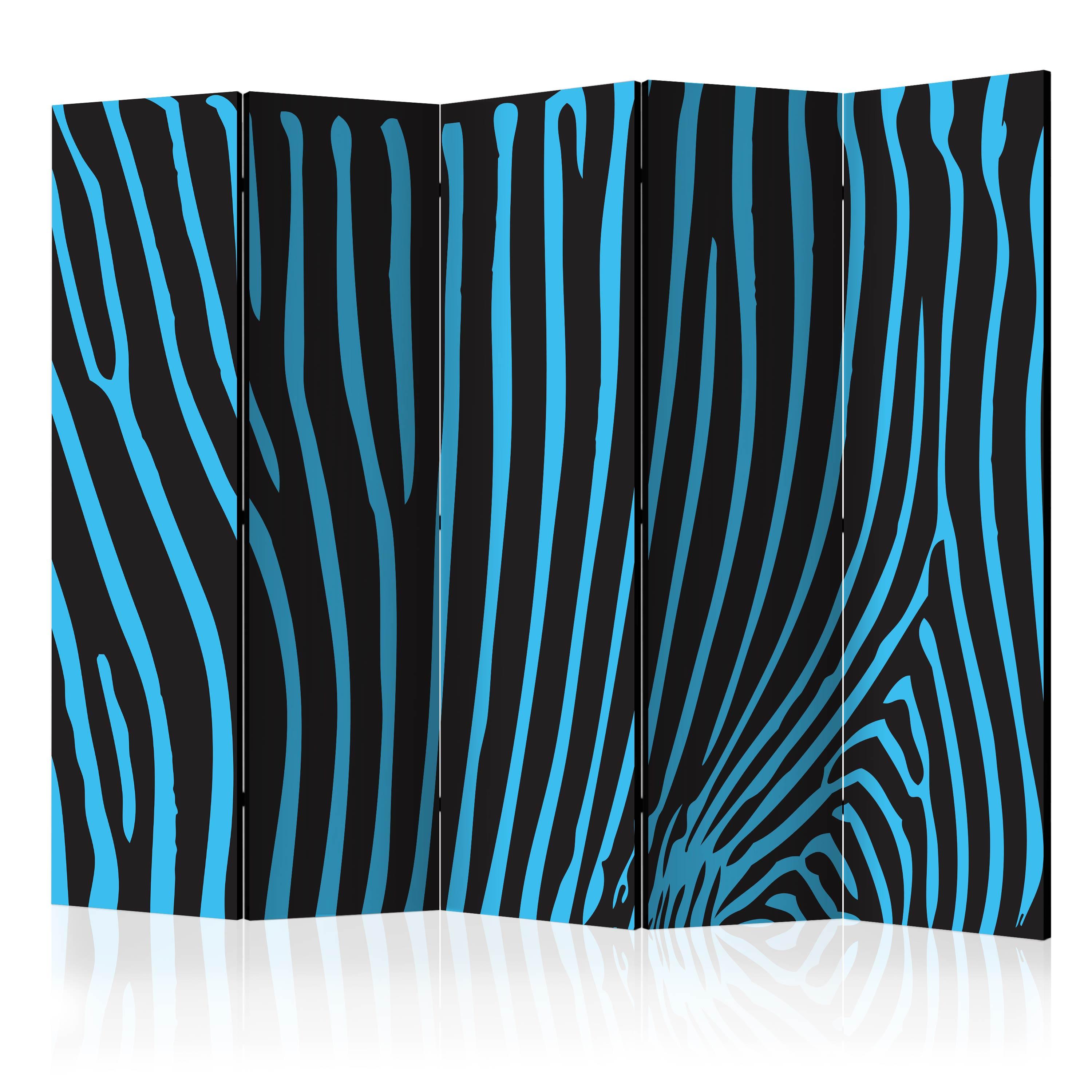 Skærmvæg - Zebra pattern (turquoise) II - 225 x 172 cm - Dobbeltsiddet