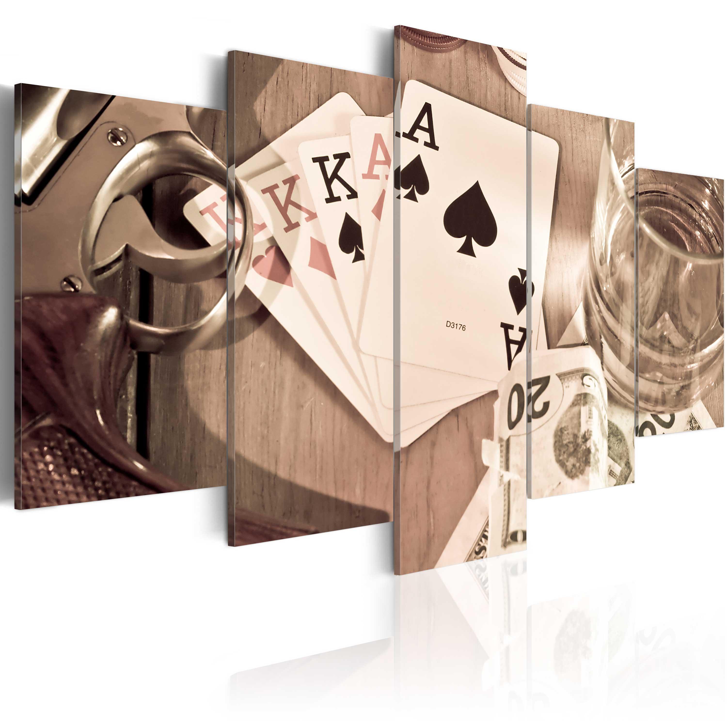 Billede - Poker night - sepia - 225 x 112.5 cm - Premium Print