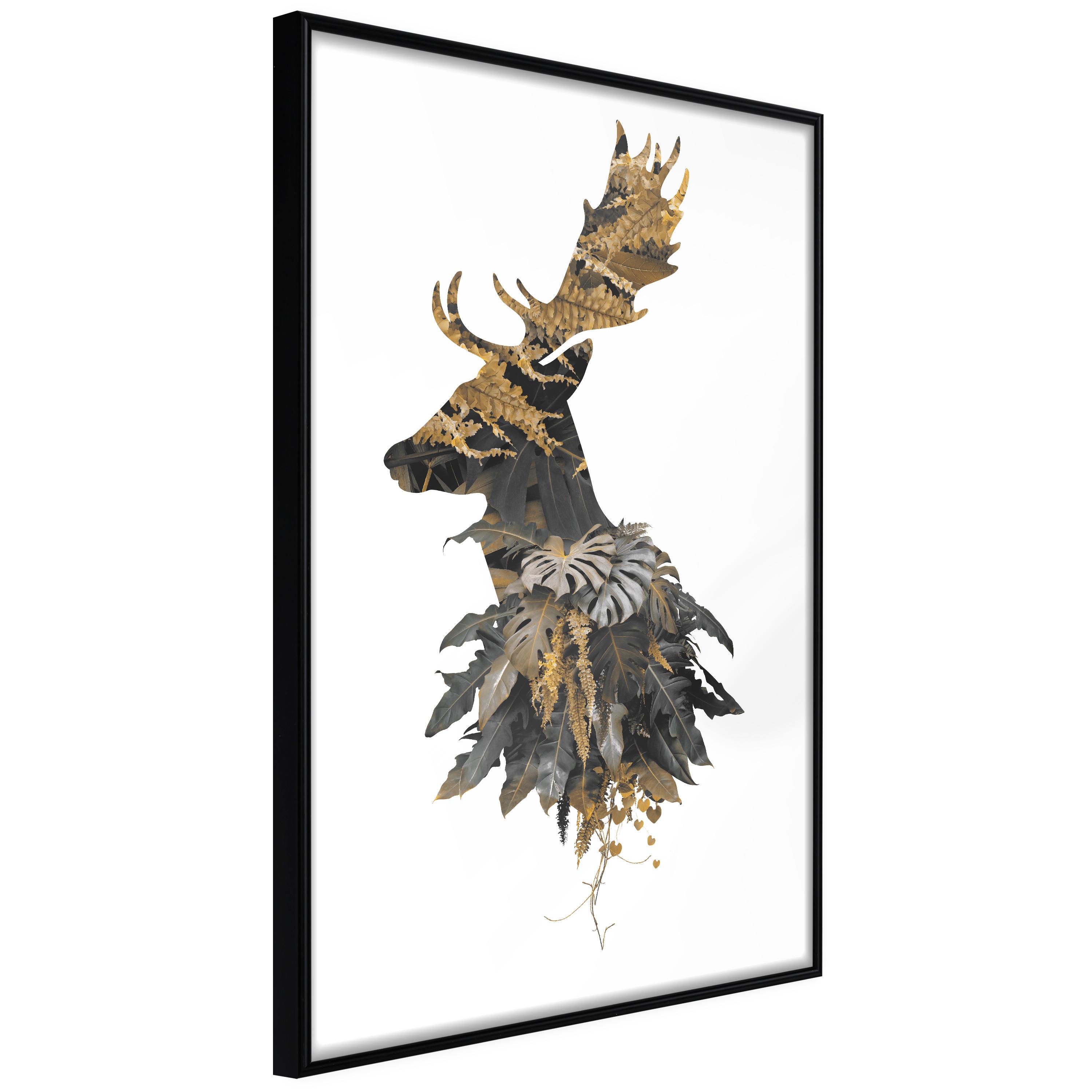 Plakat - Forest Deer - 20 x 30 cm - Sort ramme