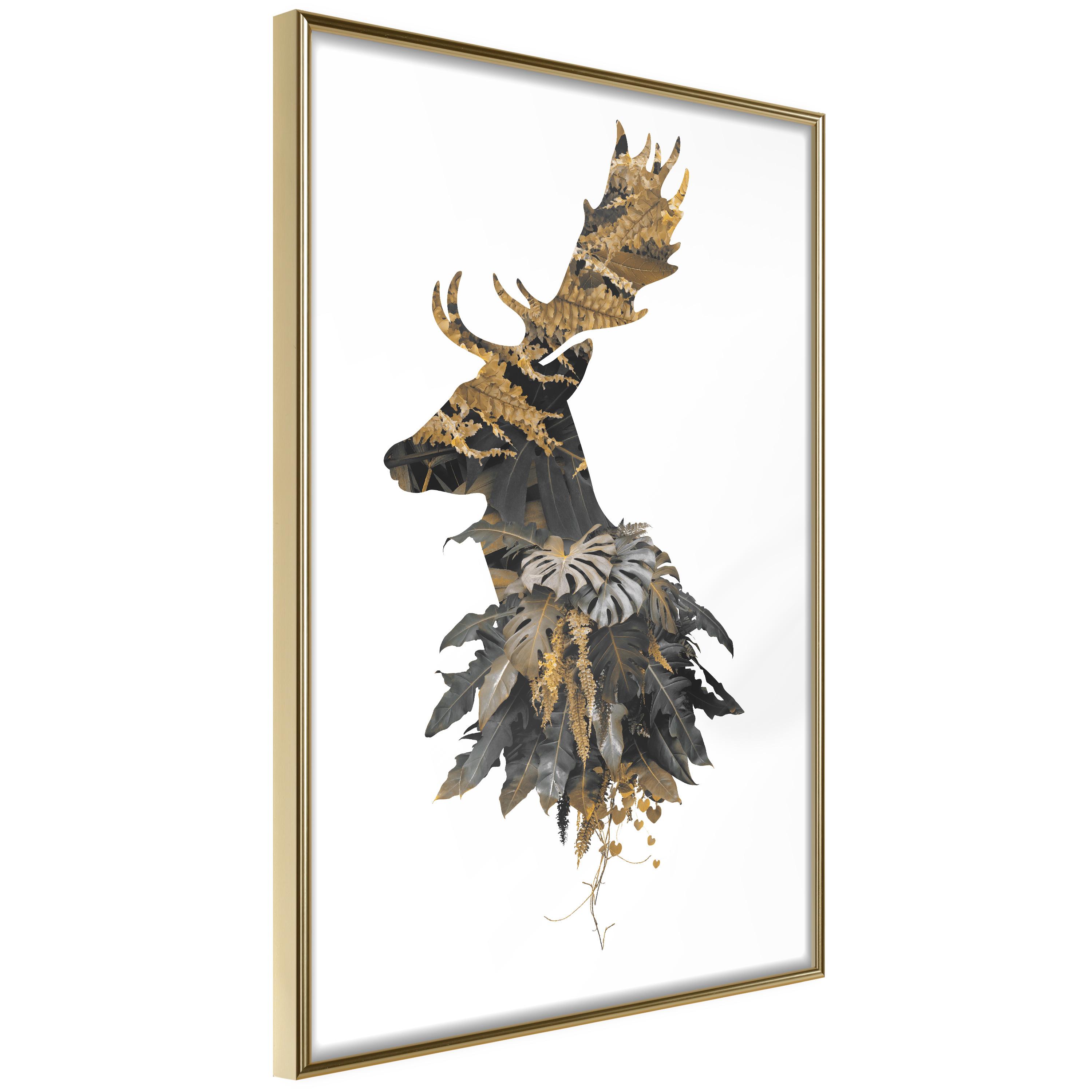 Plakat - Forest Deer - 20 x 30 cm - Guldramme