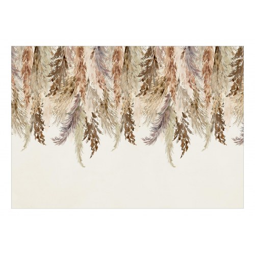 Fototapet - minimalistisk boho landskab med hængende blade i beige