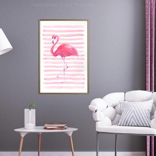 Plakat - Flamingo and Stripes