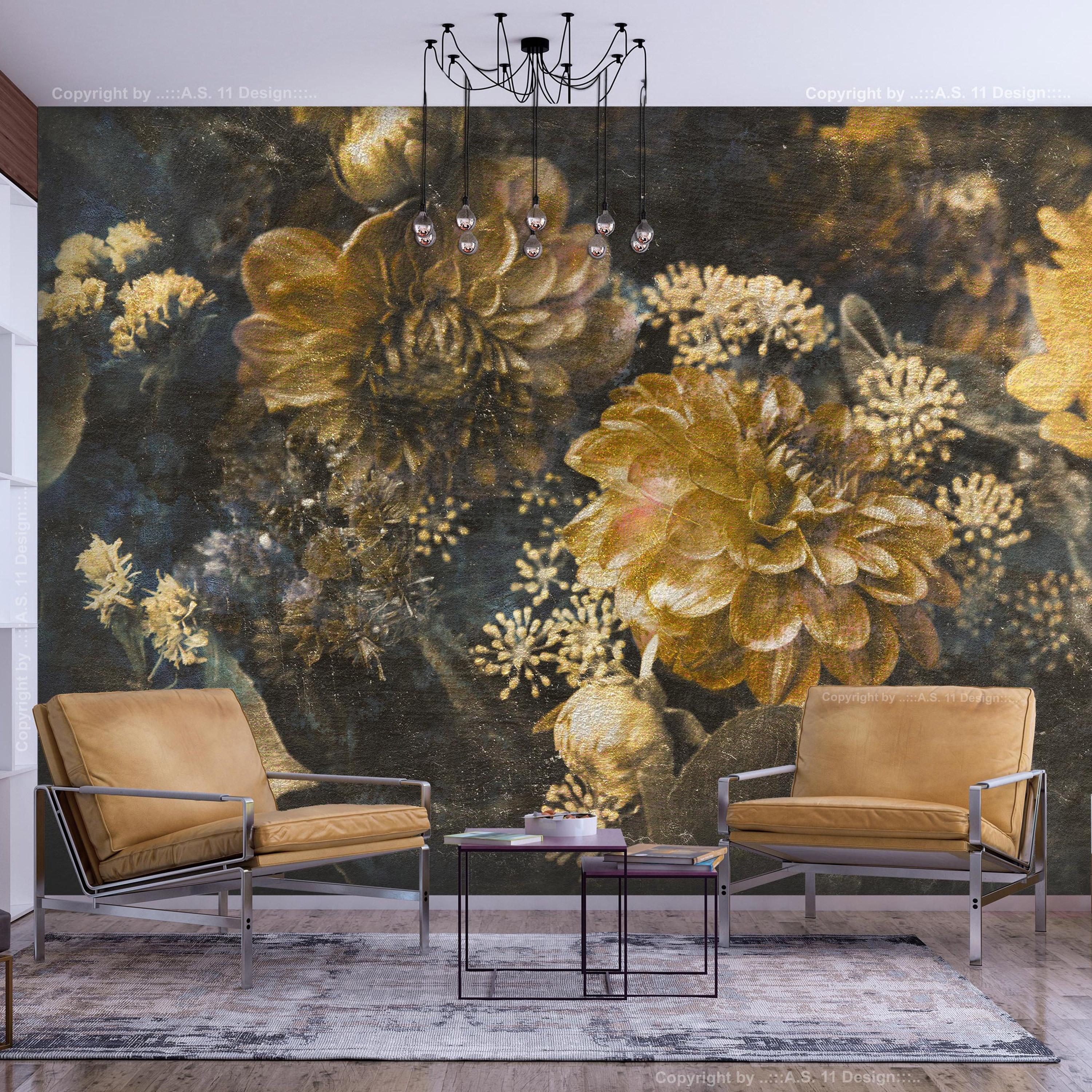 Fototapet - Retro Flowers - Second Variant - 98 x 70 cm - Selvklæbende