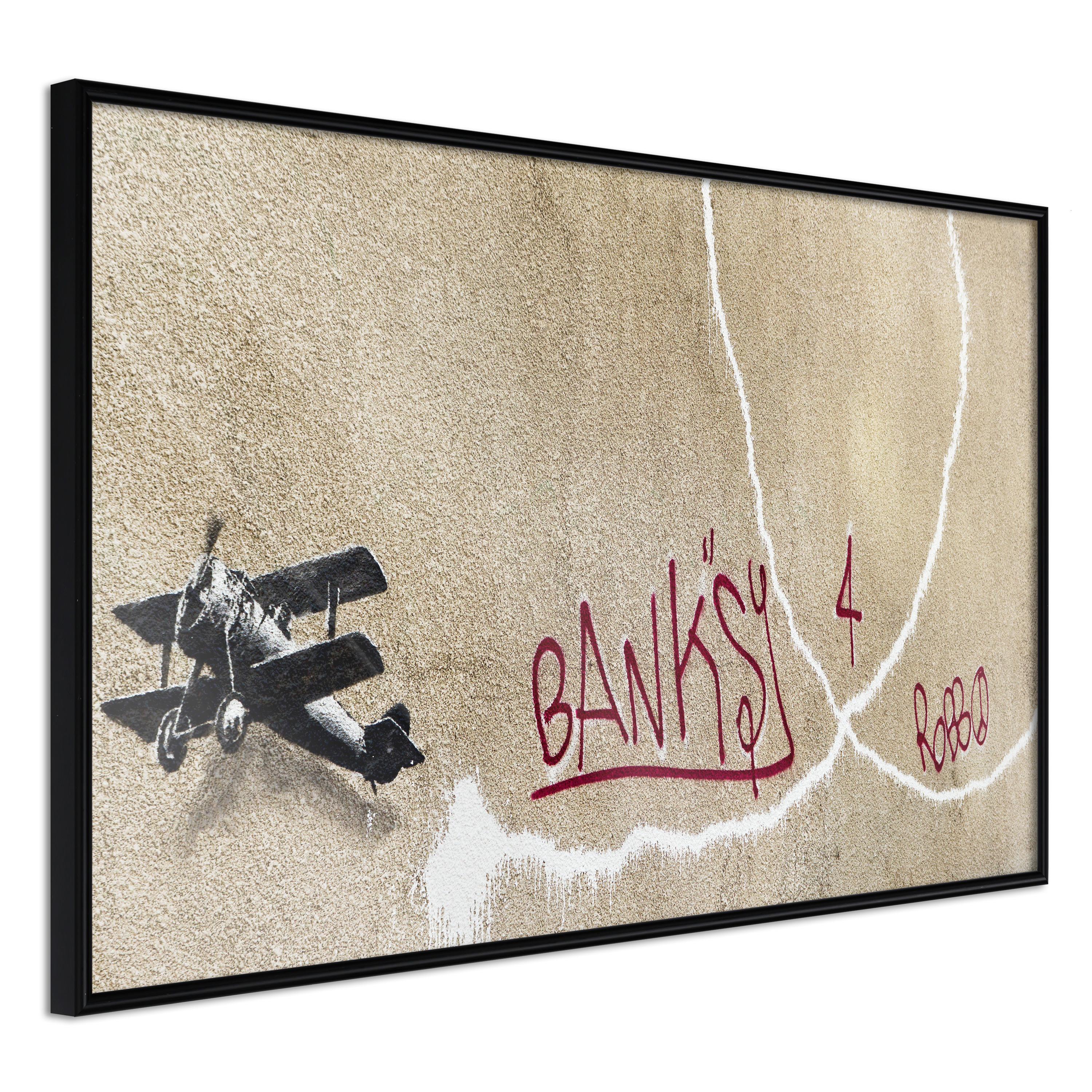 Plakat - Biplane - 45 x 30 cm - Sort ramme