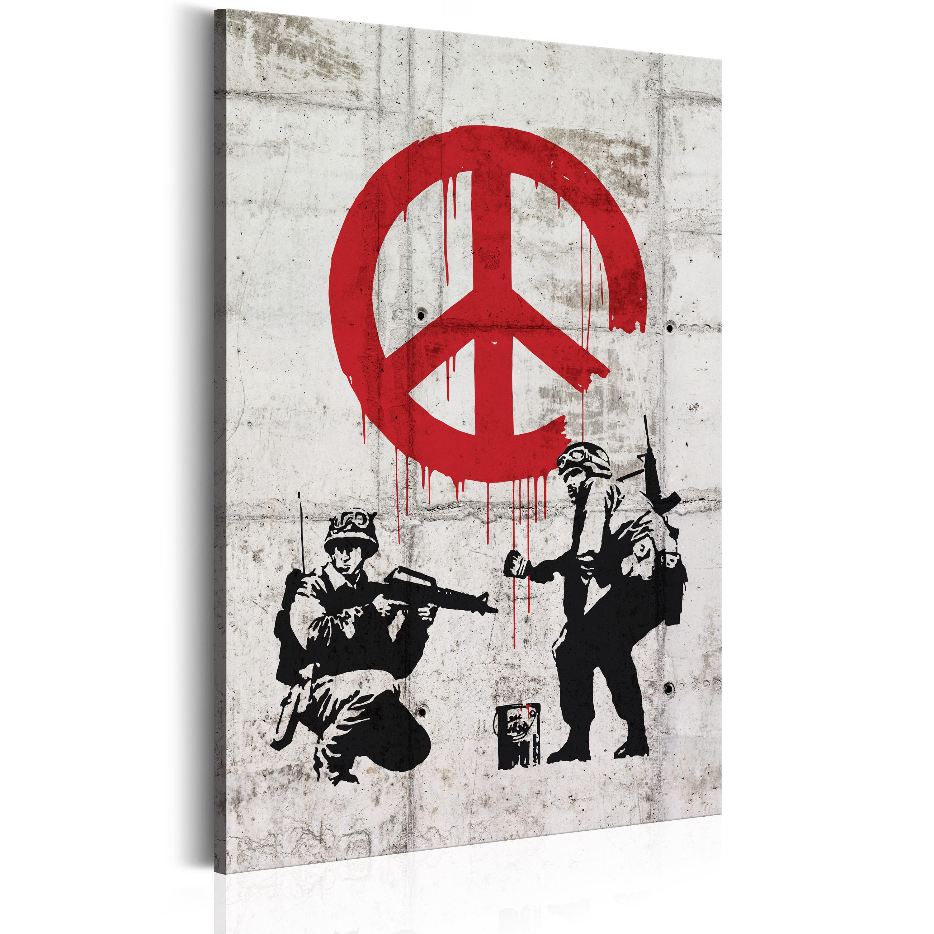 Billede -  Soldiers Painting Peace by Banksy - 60 x 90 cm - På italiensk lærred