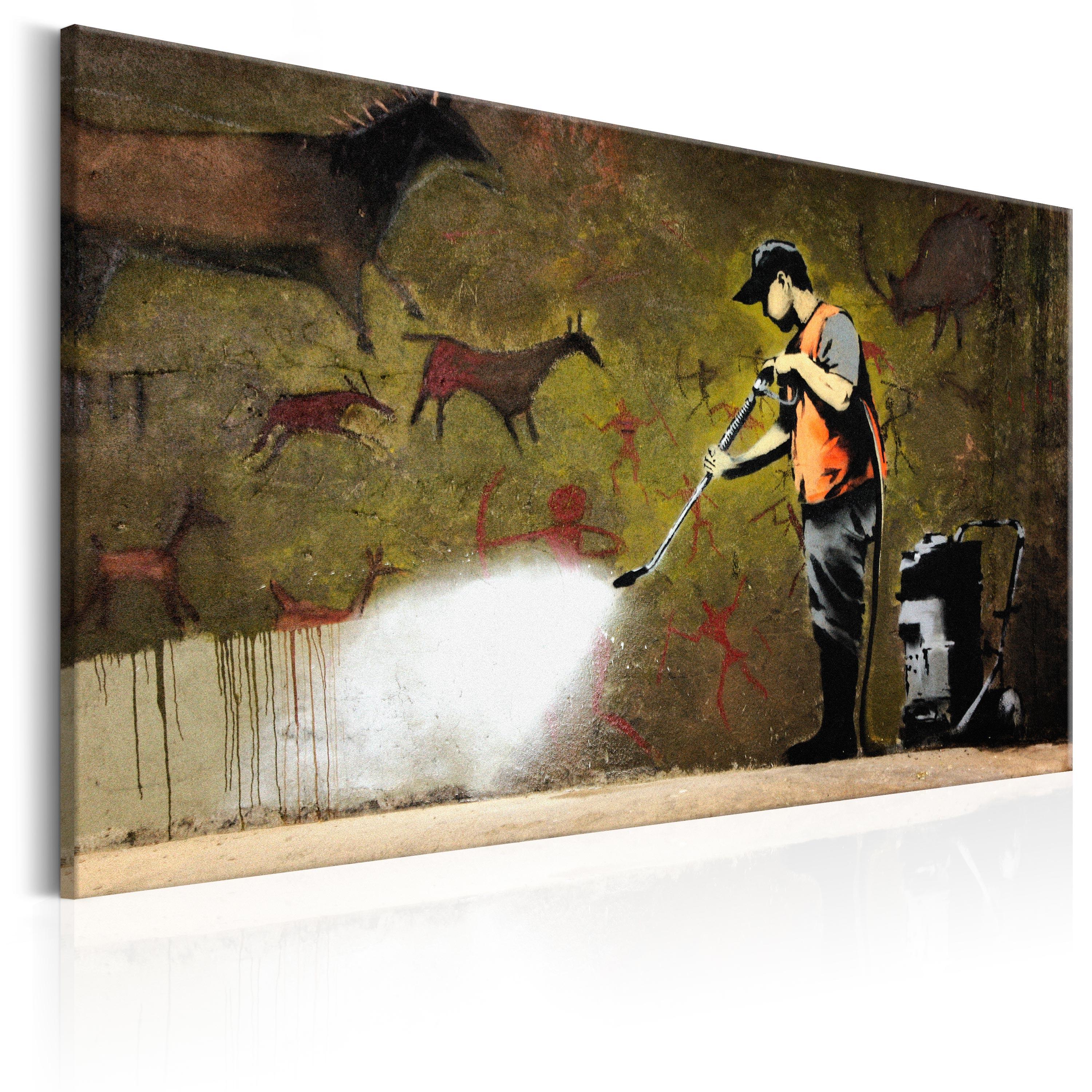 Billede - Cave Painting by Banksy - 120 x 80 cm - På italiensk lærred