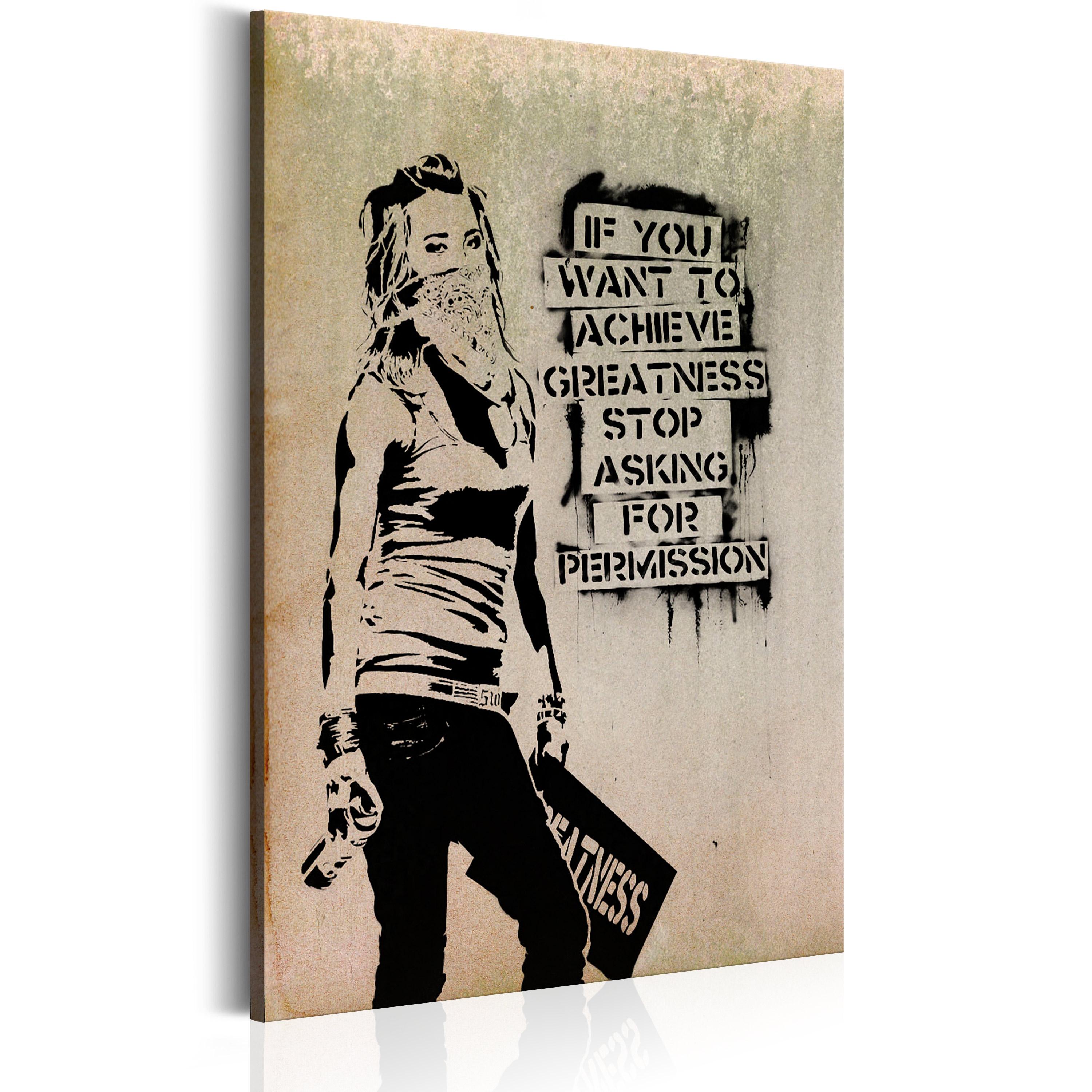 Billede - Graffiti Slogan by Banksy - 20 x 30 cm - På italiensk lærred