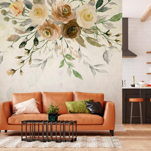 Fototapet Sommerblomstring med retro blomstermotiv