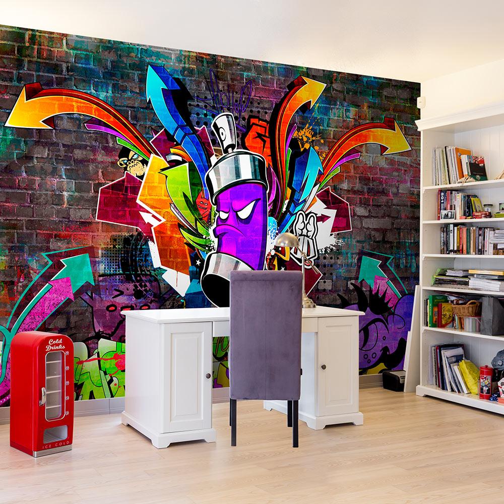 Fototapet - Graffiti: Colourful attack - 100 x 70 cm - Standard
