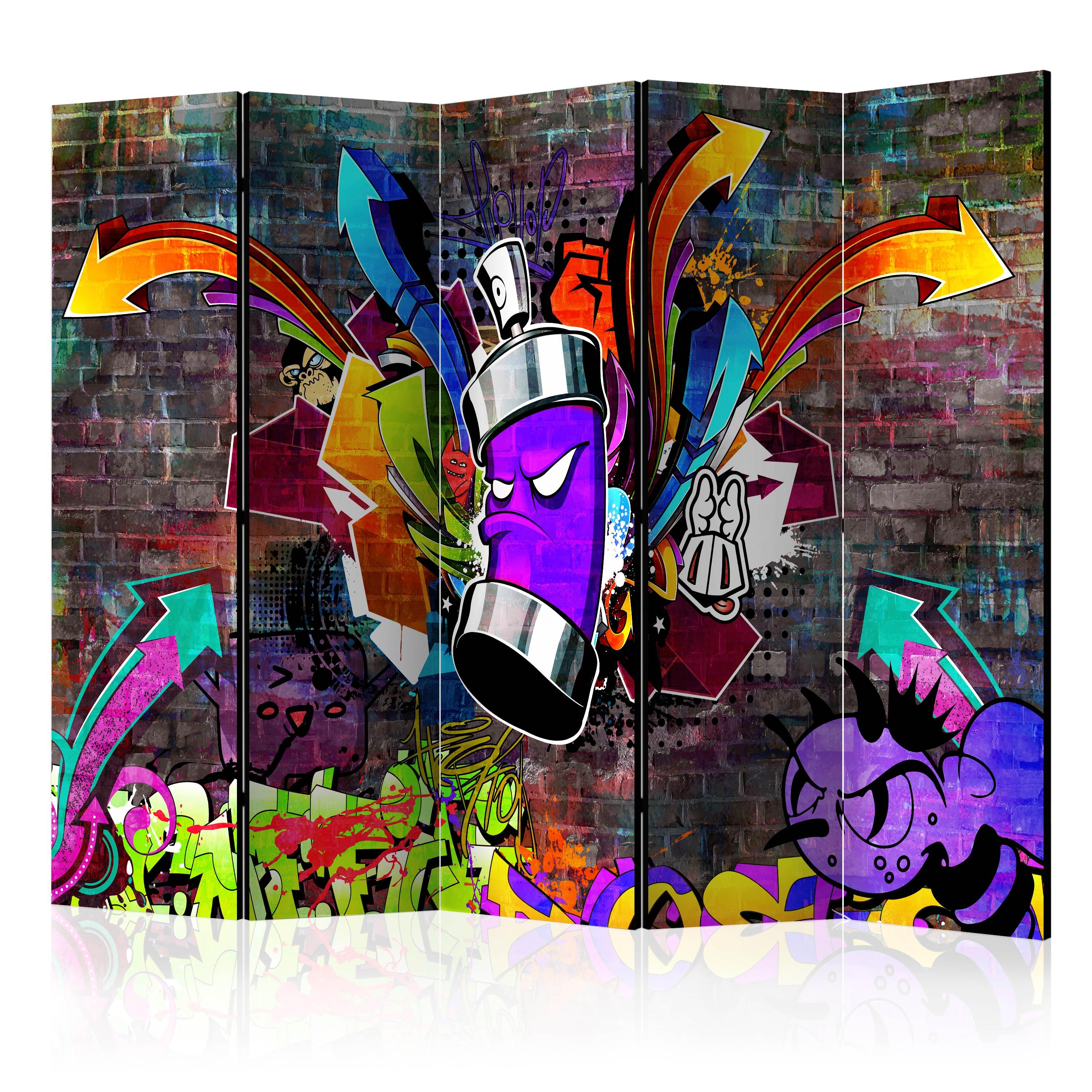 Skærmvæg - Graffiti: Colourful attack II - 225 x 172 cm - Enkeltsiddet