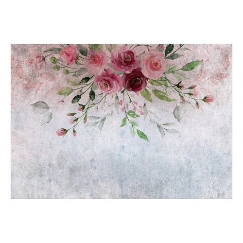 Fototapet Summer Bloom med blomster og blade i rosa nuancer
