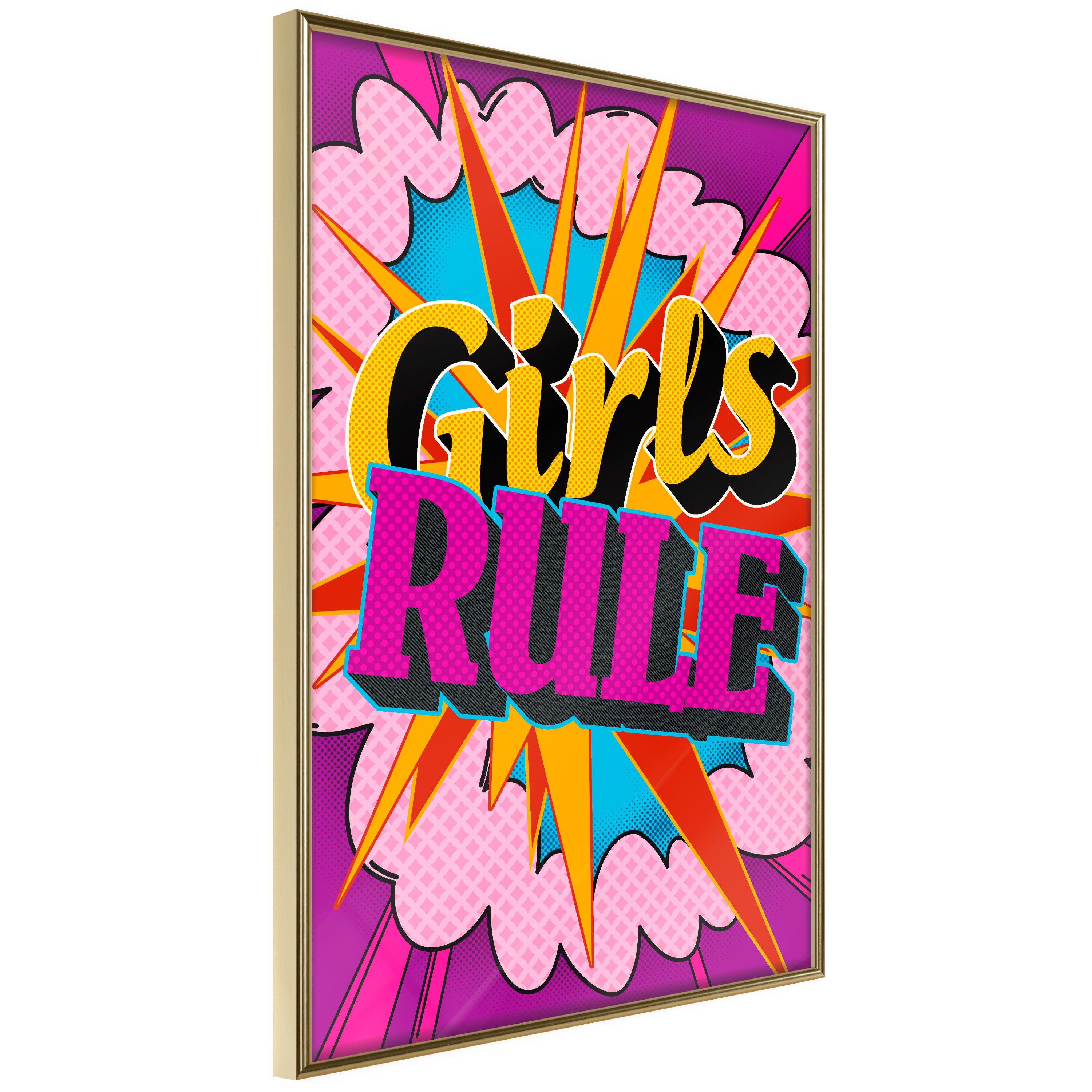 Plakat - Girls Rule II - 30 x 45 cm - Guldramme