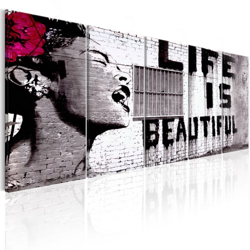 Banksy Life is Beautiful billede på lærred 100 × 40 cm-225 × 90 cm