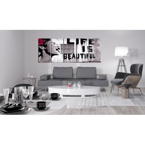 Banksy Life is Beautiful billede på lærred 100 × 40 cm-225 × 90 cm