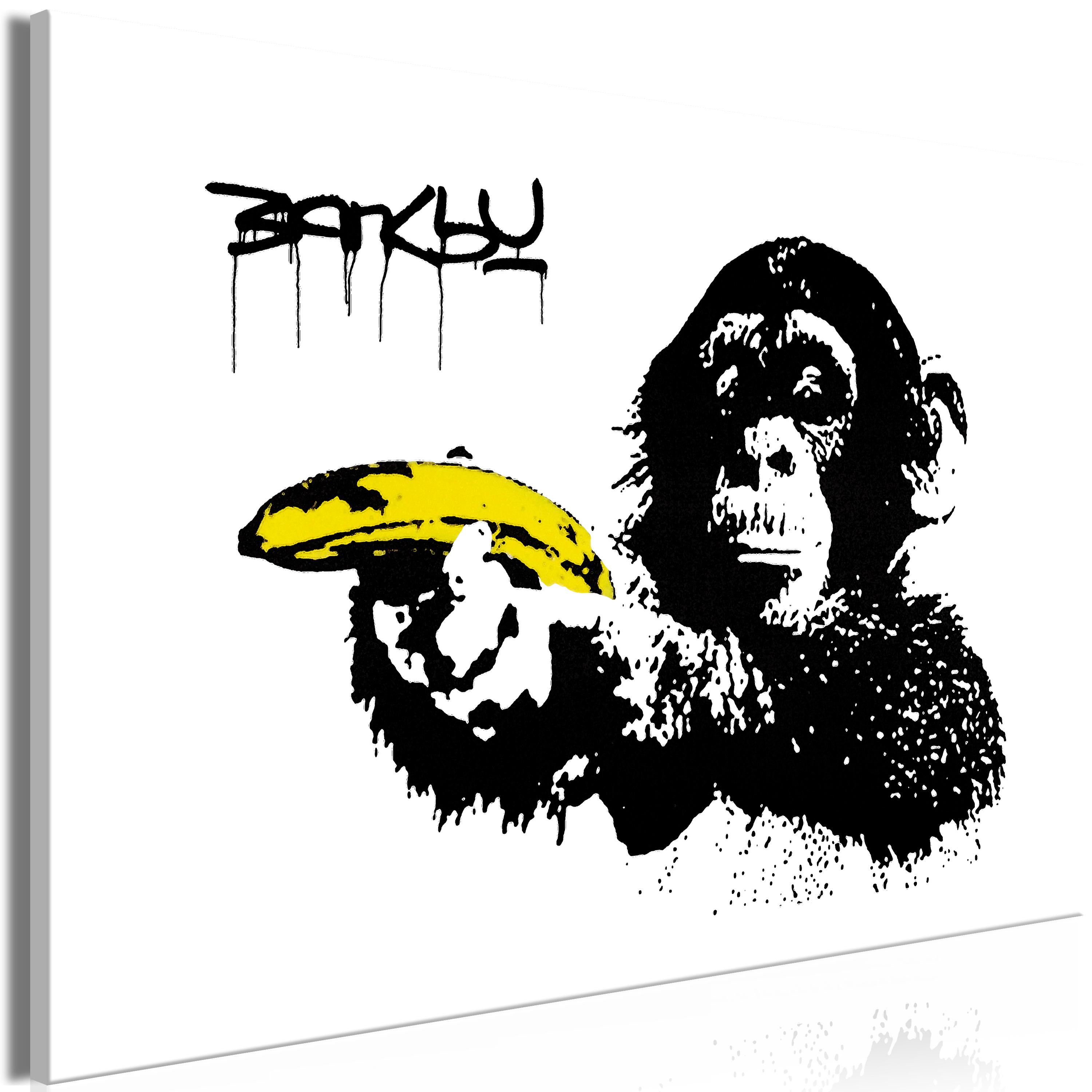 Billede - Banksy: Monkey with Banana (1 Part) Wide - 120 x 80 cm - Premium Print