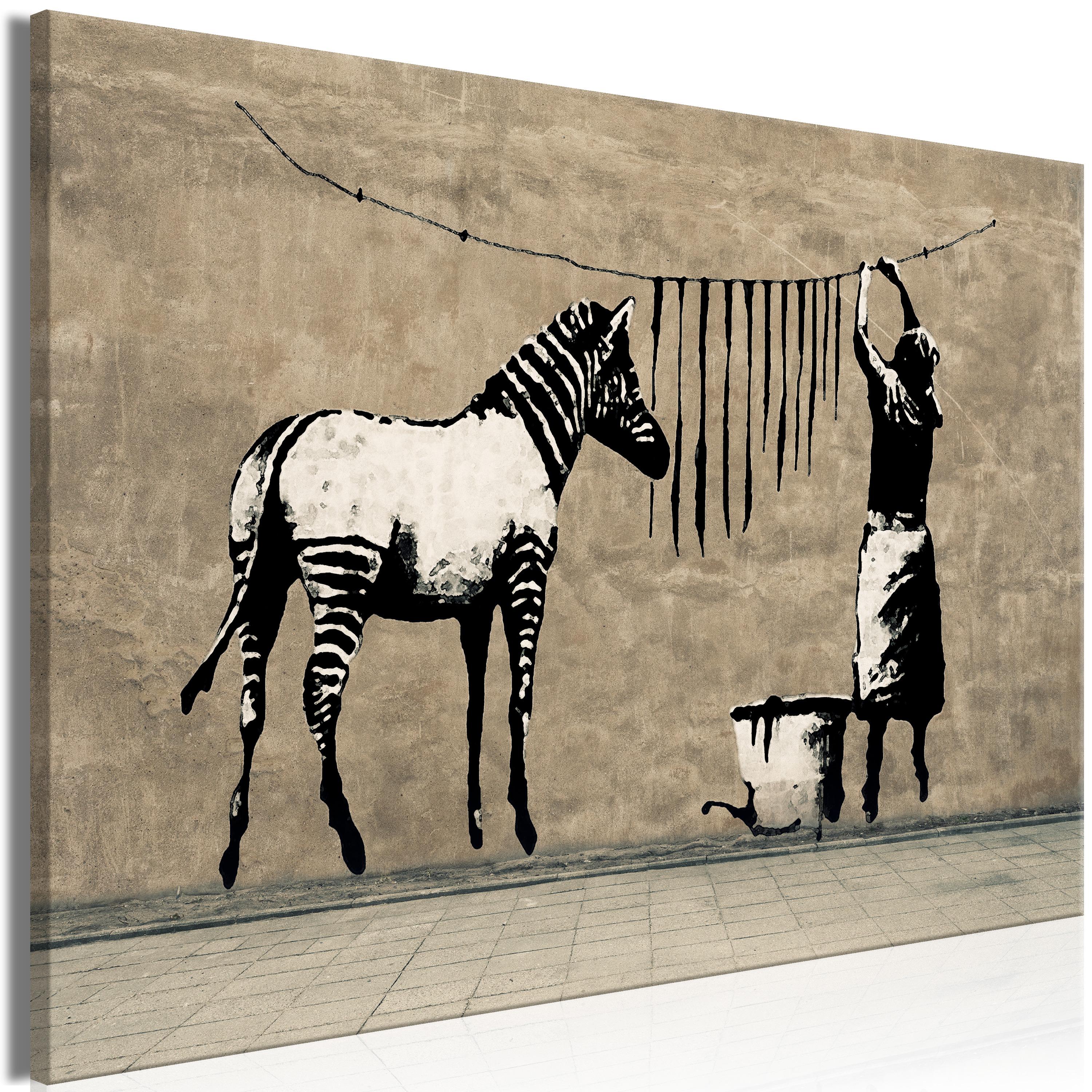 Billede - Banksy: Washing Zebra on Concrete (1 Part) Wide - 60 x 40 cm - Premium Print